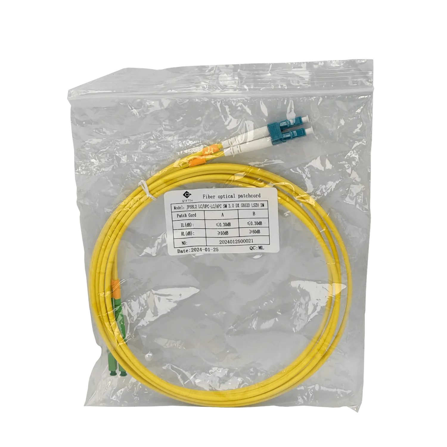 2mt SM LC/UPC-LC/APC MonoModo SM Duplex Jumper Cable Fibra 3.0mm 9/125 2