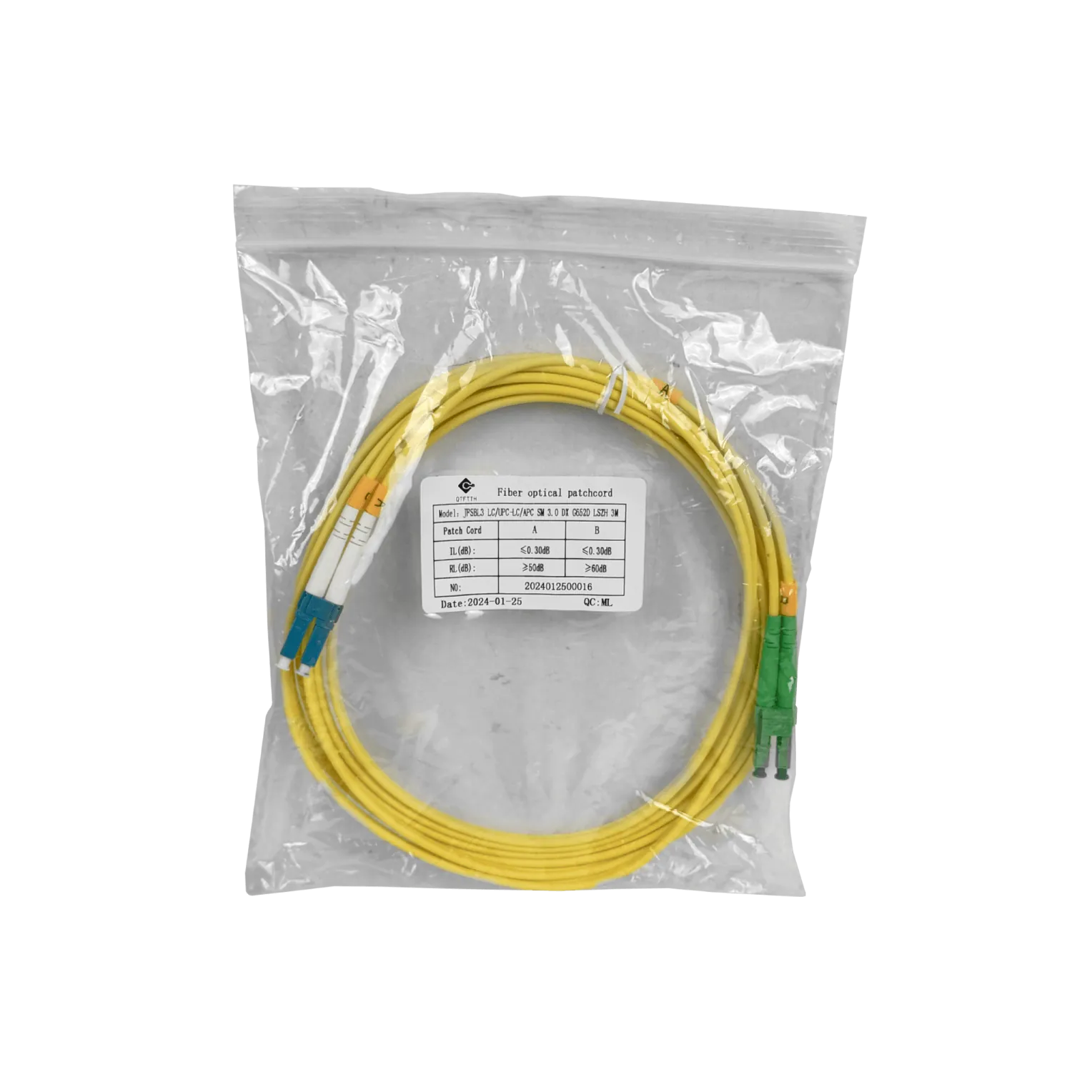 3mt SM LC/UPC-LC/APC MonoModo SM Duplex Jumper Cable Fibra 3.0mm 9/125 3