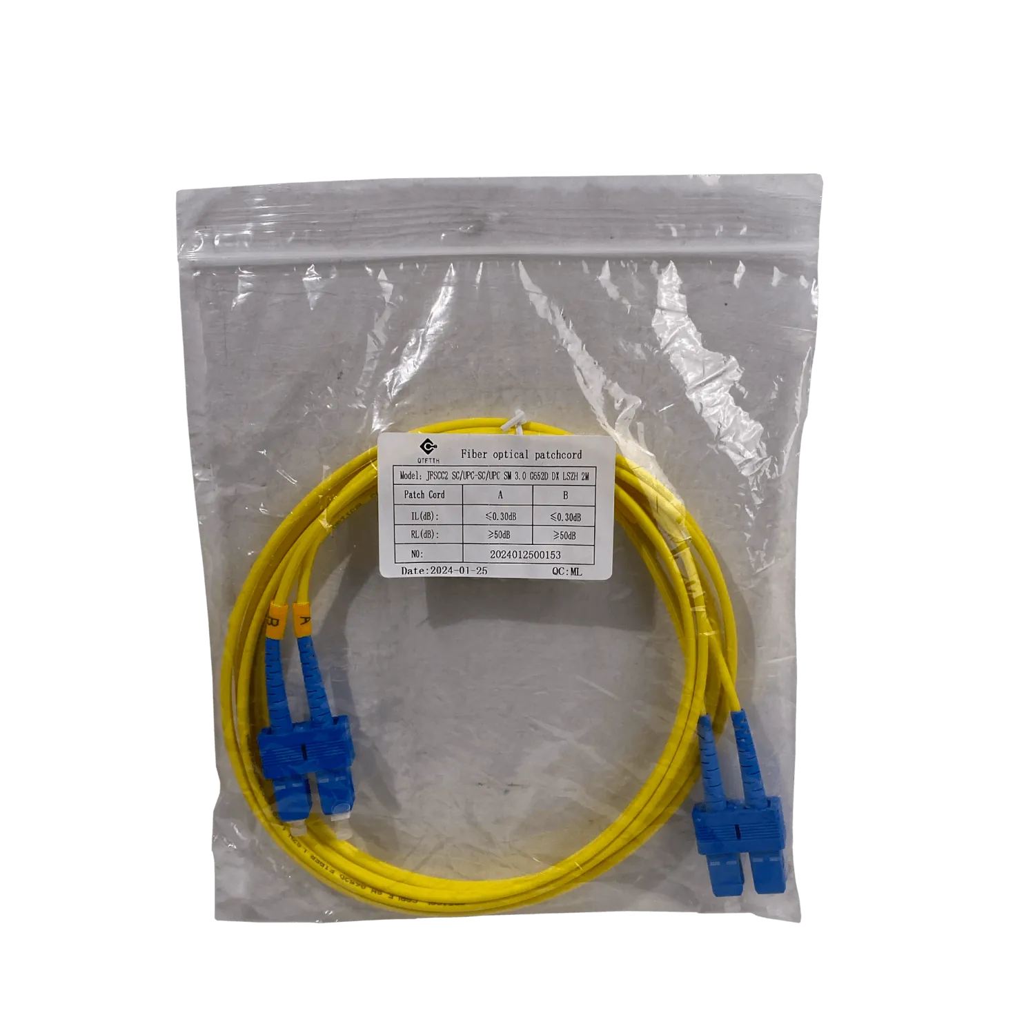 Jumper Cable Fibra 9/125um 3mm 2mt SC-SC/UPC MonoModo SM Duplex  3
