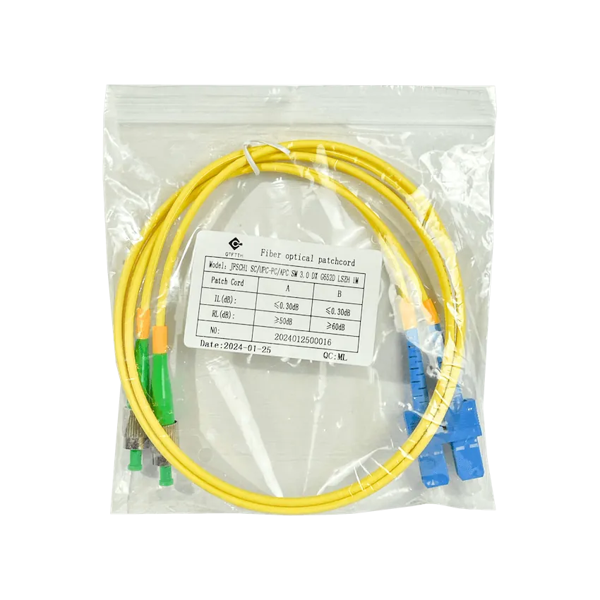 Jumper Cable Fibra 9/125um 3mm 1mt SC/UPC-FC/APC MonoModo SM Duplex  3