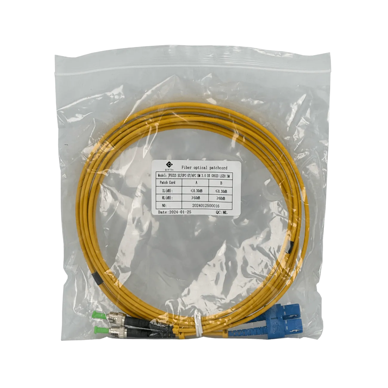 Jumper Cable Fibra 3.0mm 9/125um 3mt SC/UPC-ST/APC MonoModo SM Duplex  3