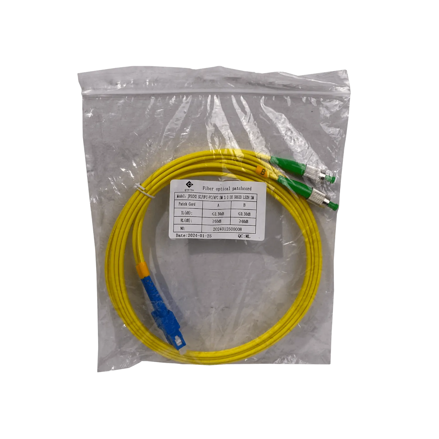 Jumper Cable Fibra 9/125um 3mm 2mt SC/UPC-FC/APC MonoModo SM Duplex  3