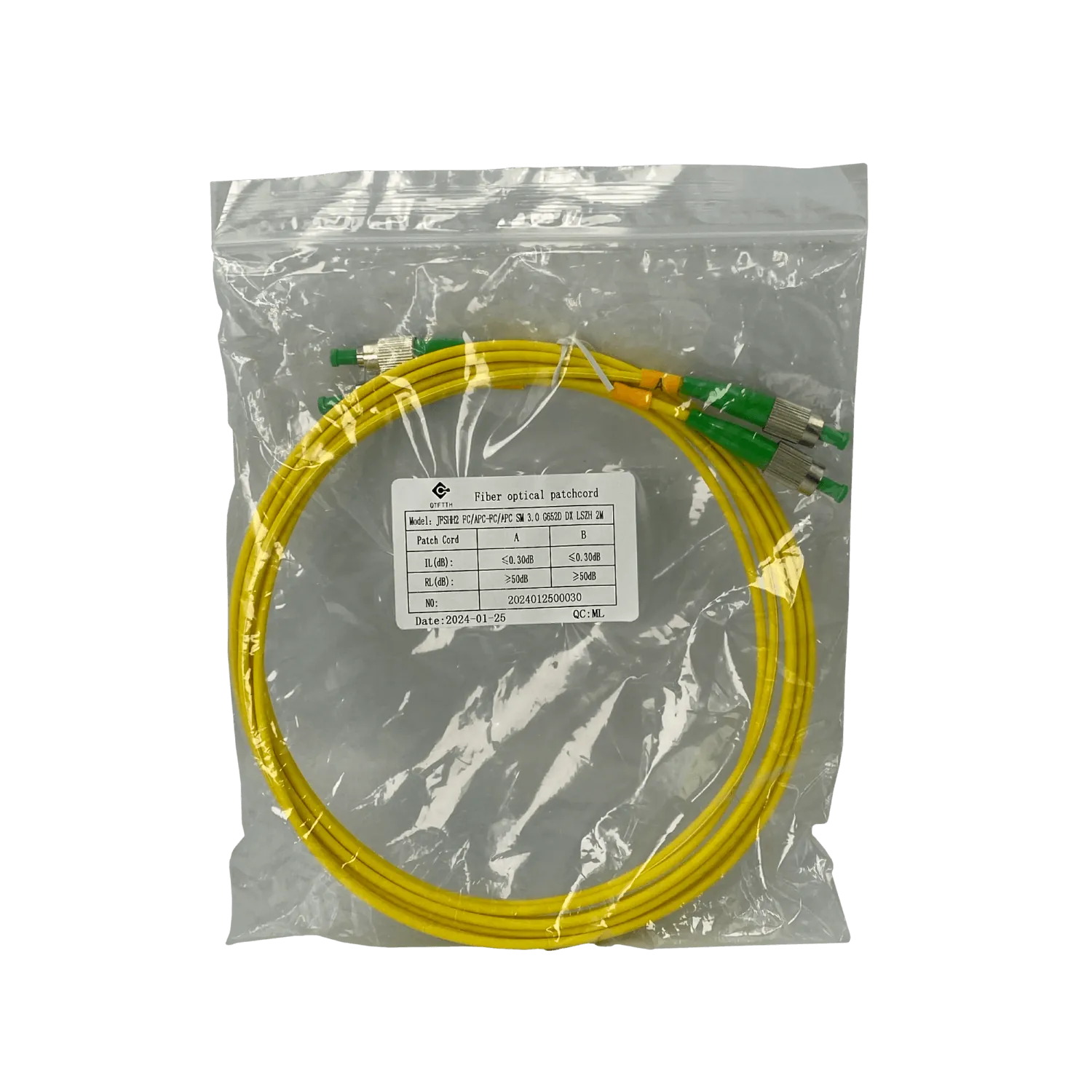 Jumper Cable Fibra 9/125um 3mm 2mt FC/APC-FC/APC MonoModo SM Duplex  3