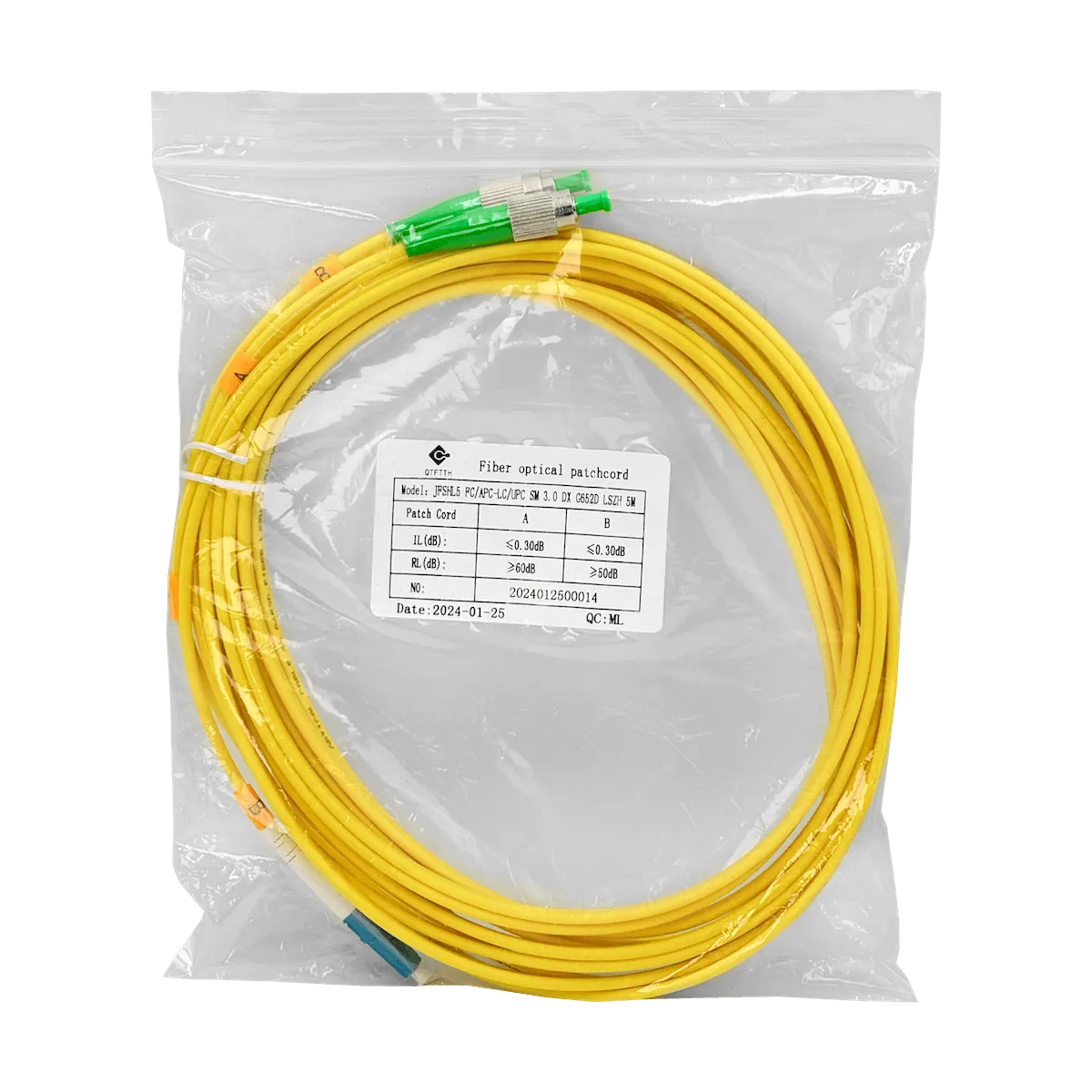 Jumper Cable Fibra 9/125um 3mm 5mt FC/APC-LC/UPC MonoModo SM Duplex  3