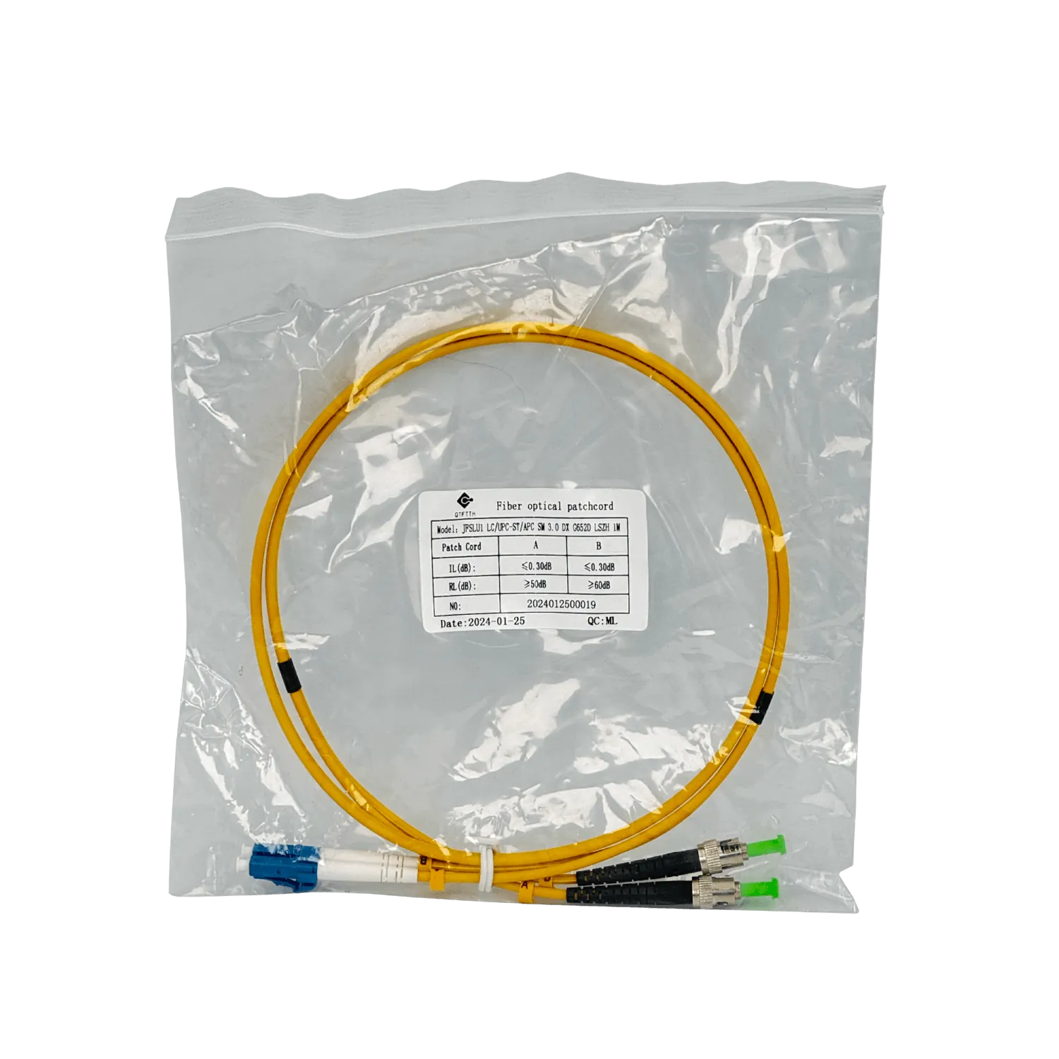 Jumper Cable Fibra 9/125um 3mm 1mt LC/UPC-ST/APC MonoModo SM Duplex  3