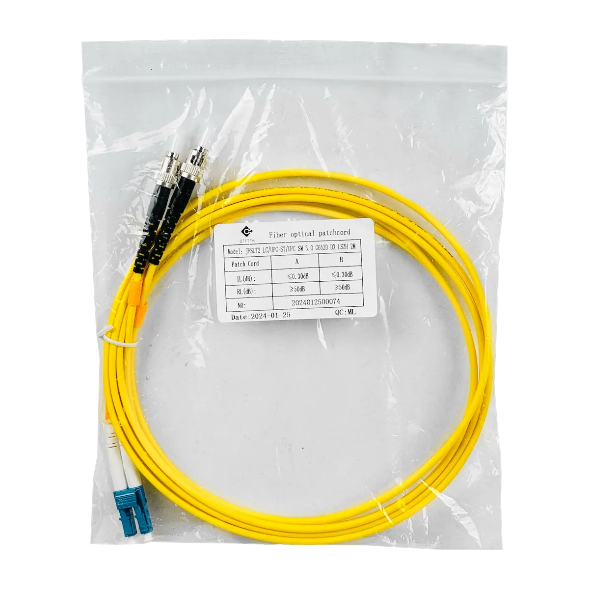 Jumper Cable Fibra 9/125um 3mm LSZH 2mt LC-ST/UPC MonoModo SM Duplex  3
