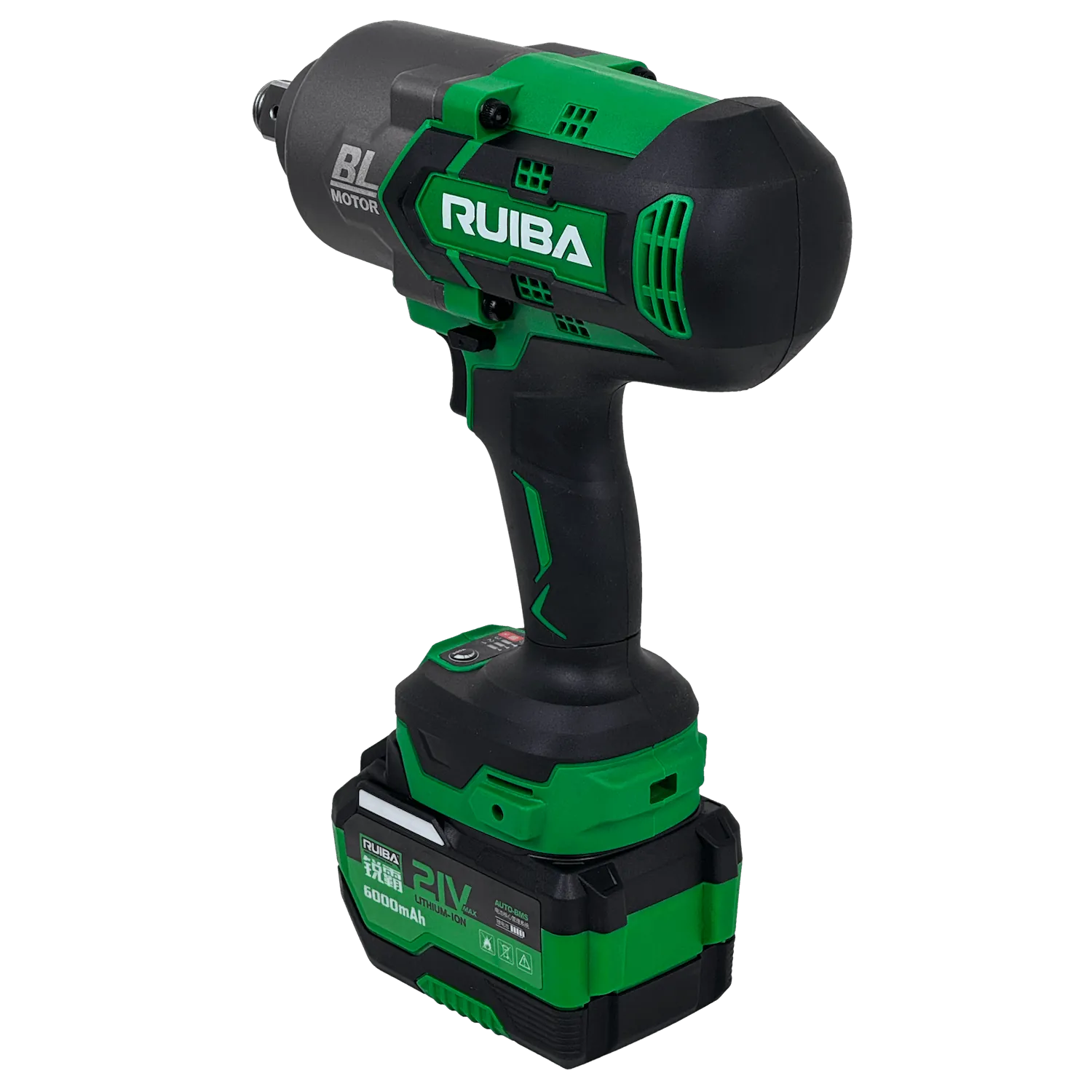 Llave de impacto inlambrica 3/4-Ps ulg 19mm + 2 Bat-ion 21V 4Ah RUIBA  1