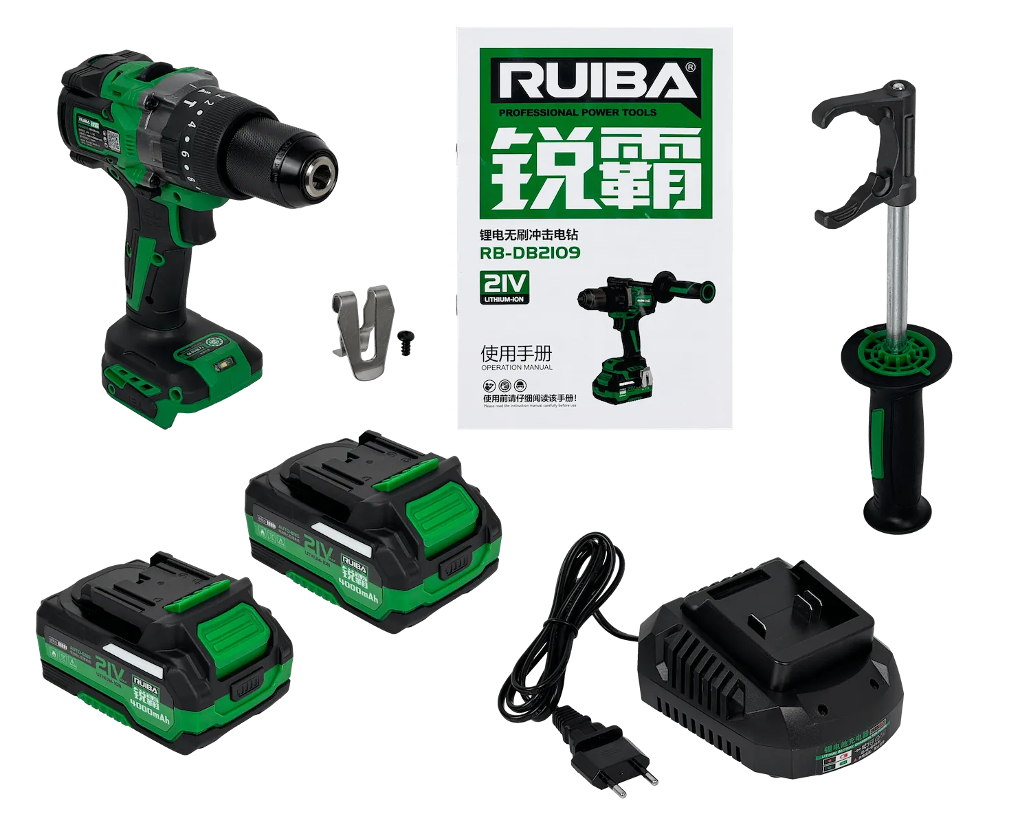 Taladro inalambrico Percutor 1,5-13mm + 2 Bateria-Litio 21V 4Ah RUI  4