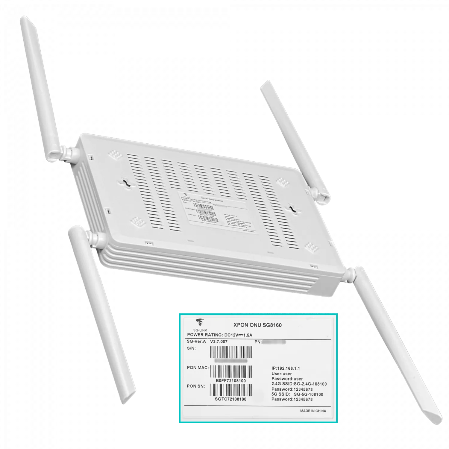 ONU WiFi6 XPON 4-1000 1-RJ11-FXS SC/UPC AX1800 inc-12VDC antenas-fijas 5