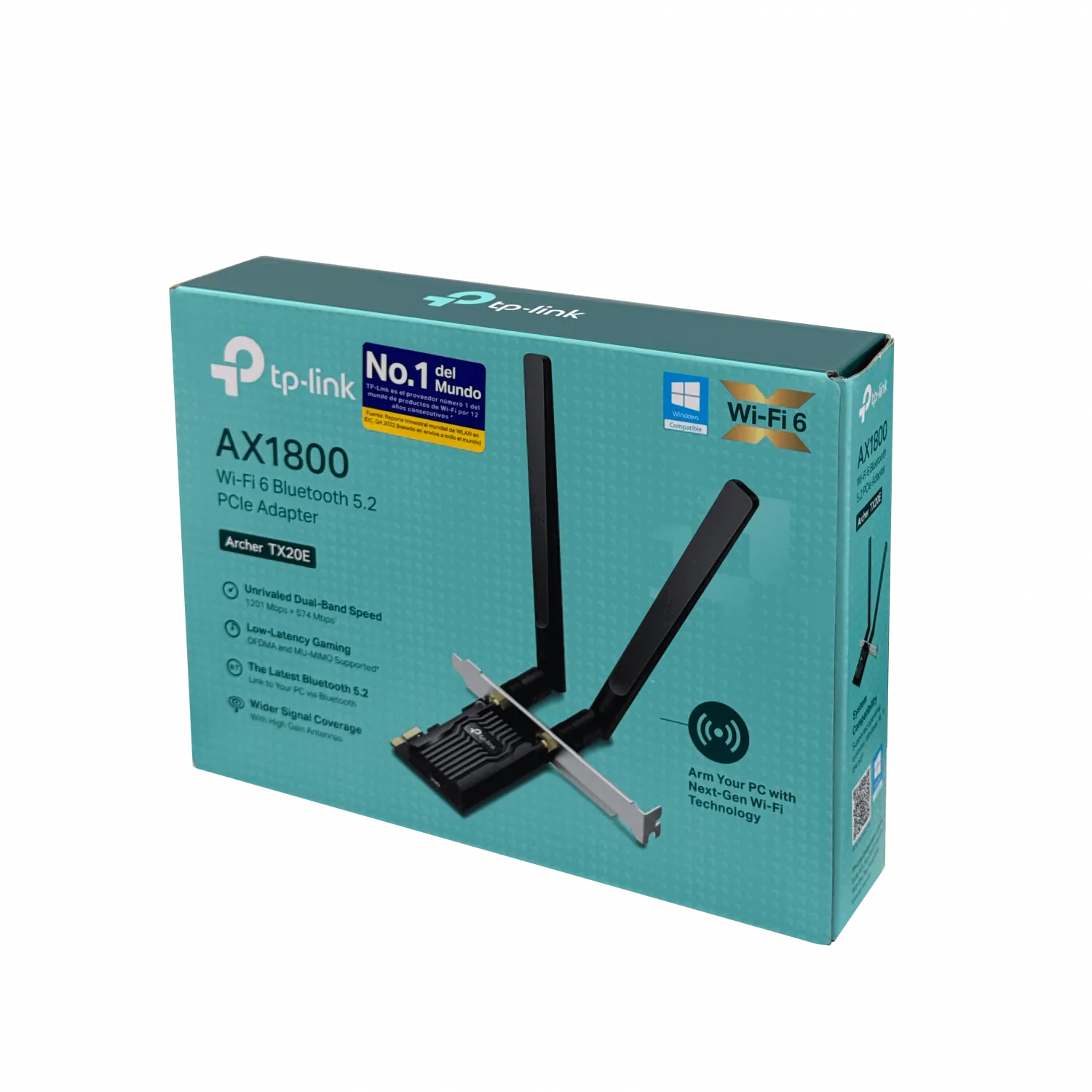 Tarjeta de Red Wi Fi PCIe TP-Link Archer TX20E Wi-Fi 6 AX1800 de doble banda con Bluetooth 5.0 6