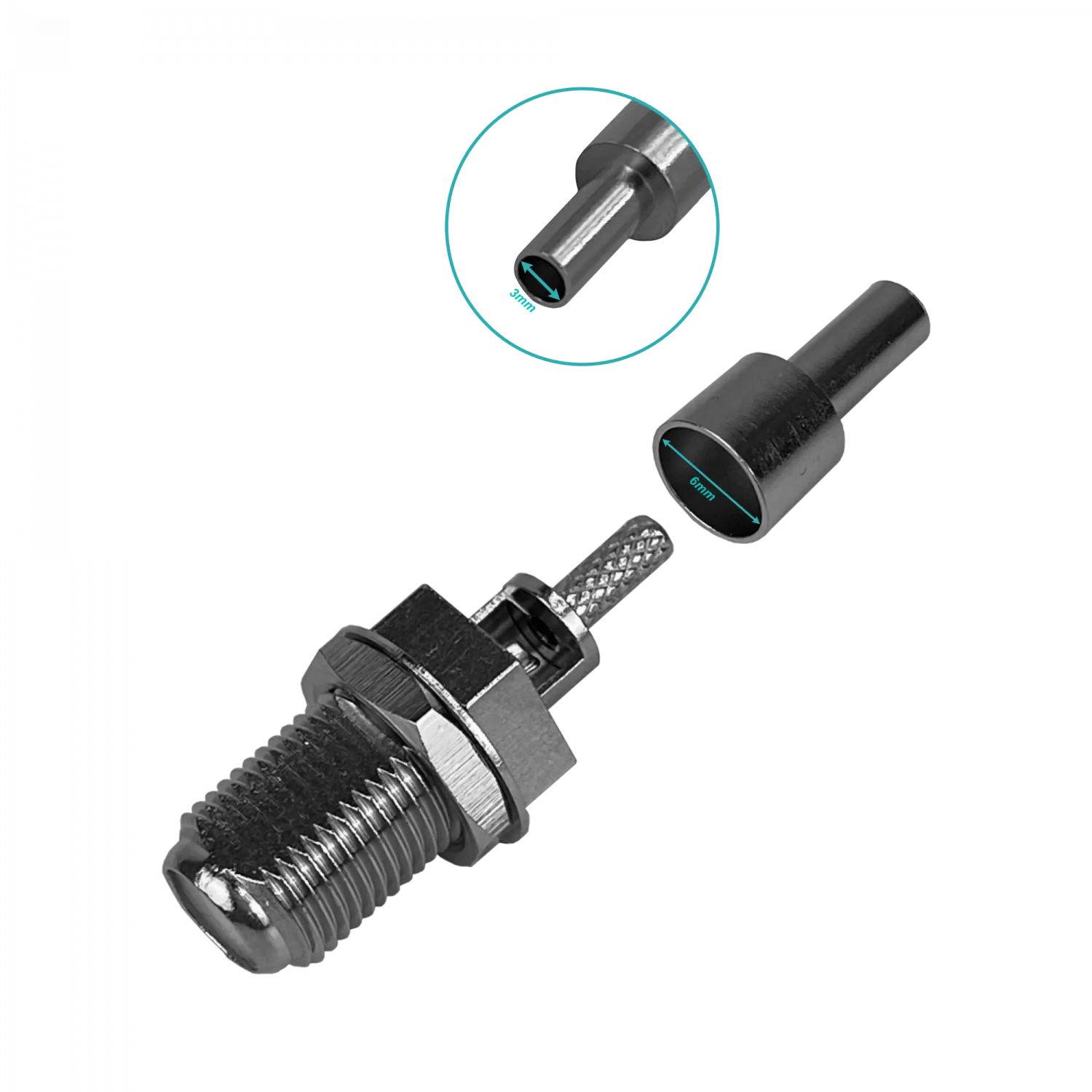 Conector Coaxial Crimpeable CA100 RG174 3