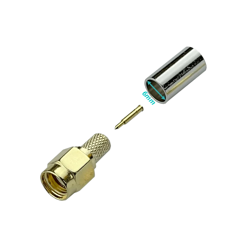 Conector coaxial SMA macho crimpeable para cable RG58 LMR195 2