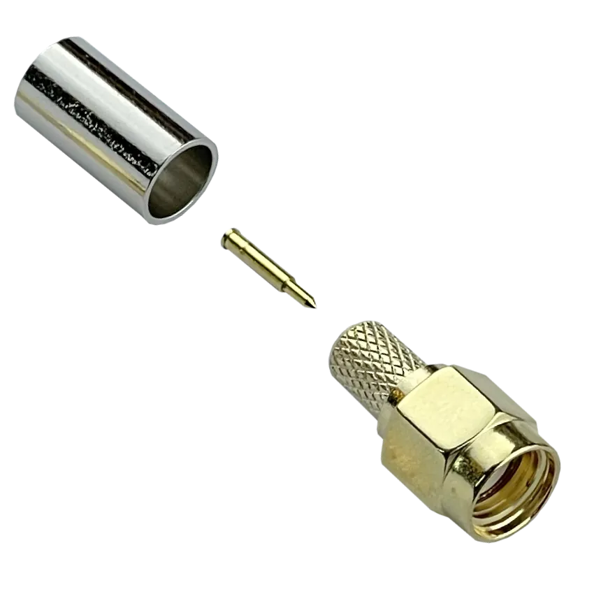 Conector coaxial SMA macho crimpeable para cable RG58 LMR195 4