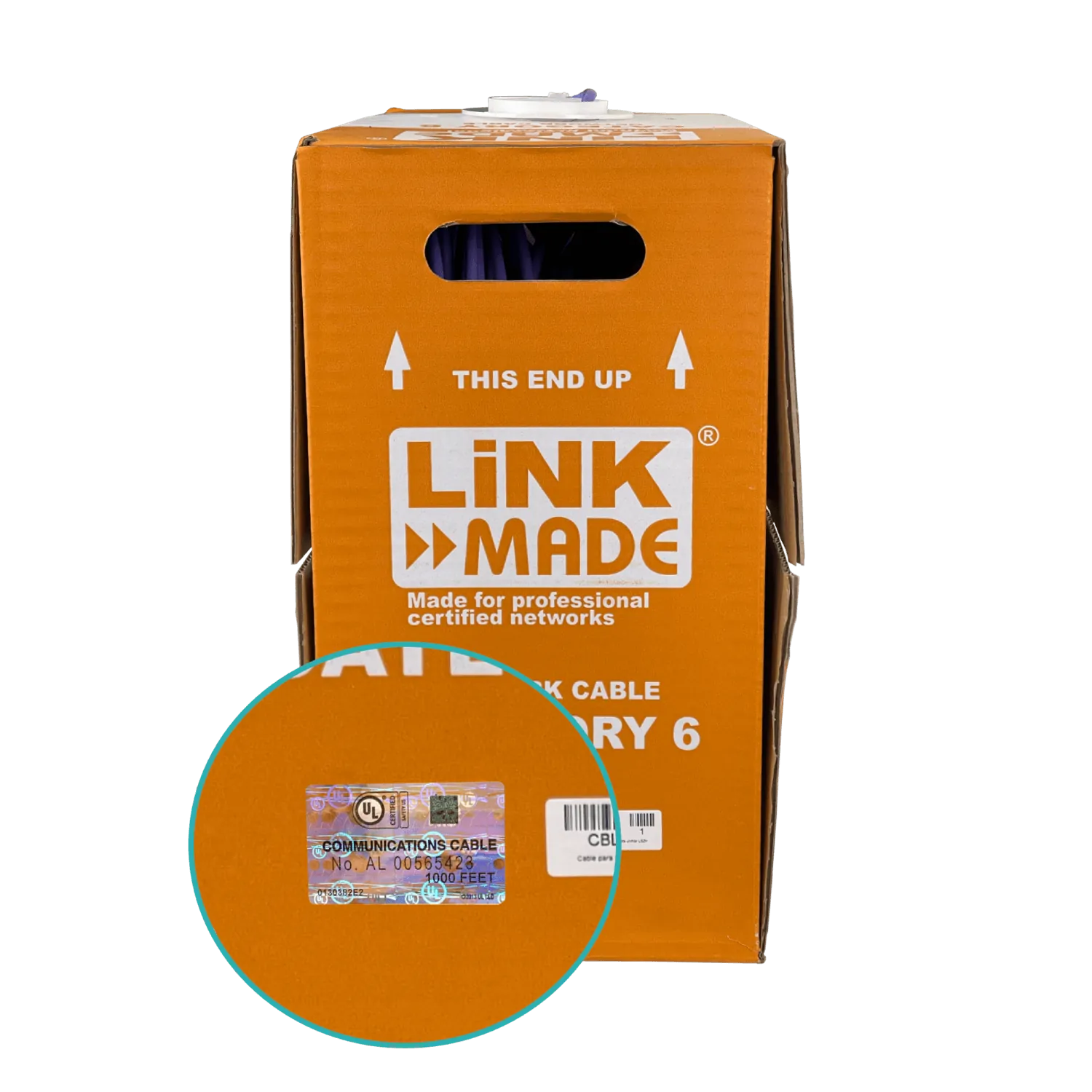 Caja Cable LINKMADE Cat6 UTP Violeta 305mt LSZH Unifilar Cobre Taiwan 3