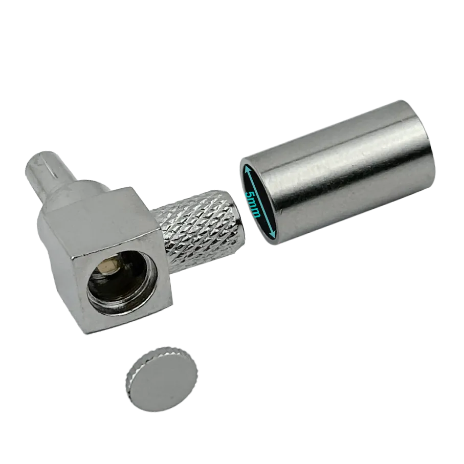 CRC9-Macho 90-Grados LMR195 Conector Crimpeable RG58 RG142 3