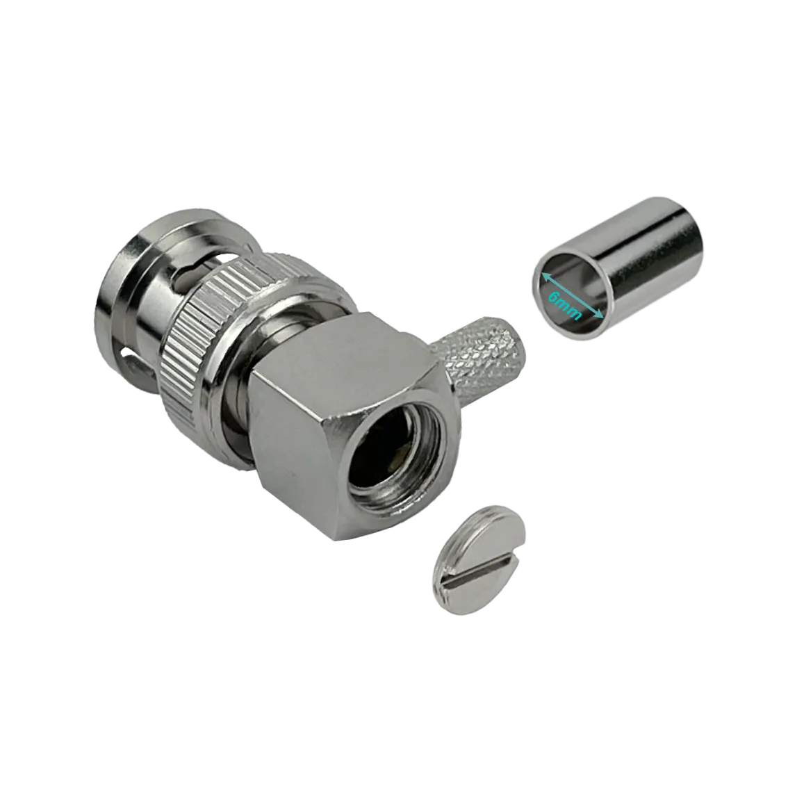 Conector BNC macho BM2J 90 grados LMR195 crimpeable RG58 RG142 2
