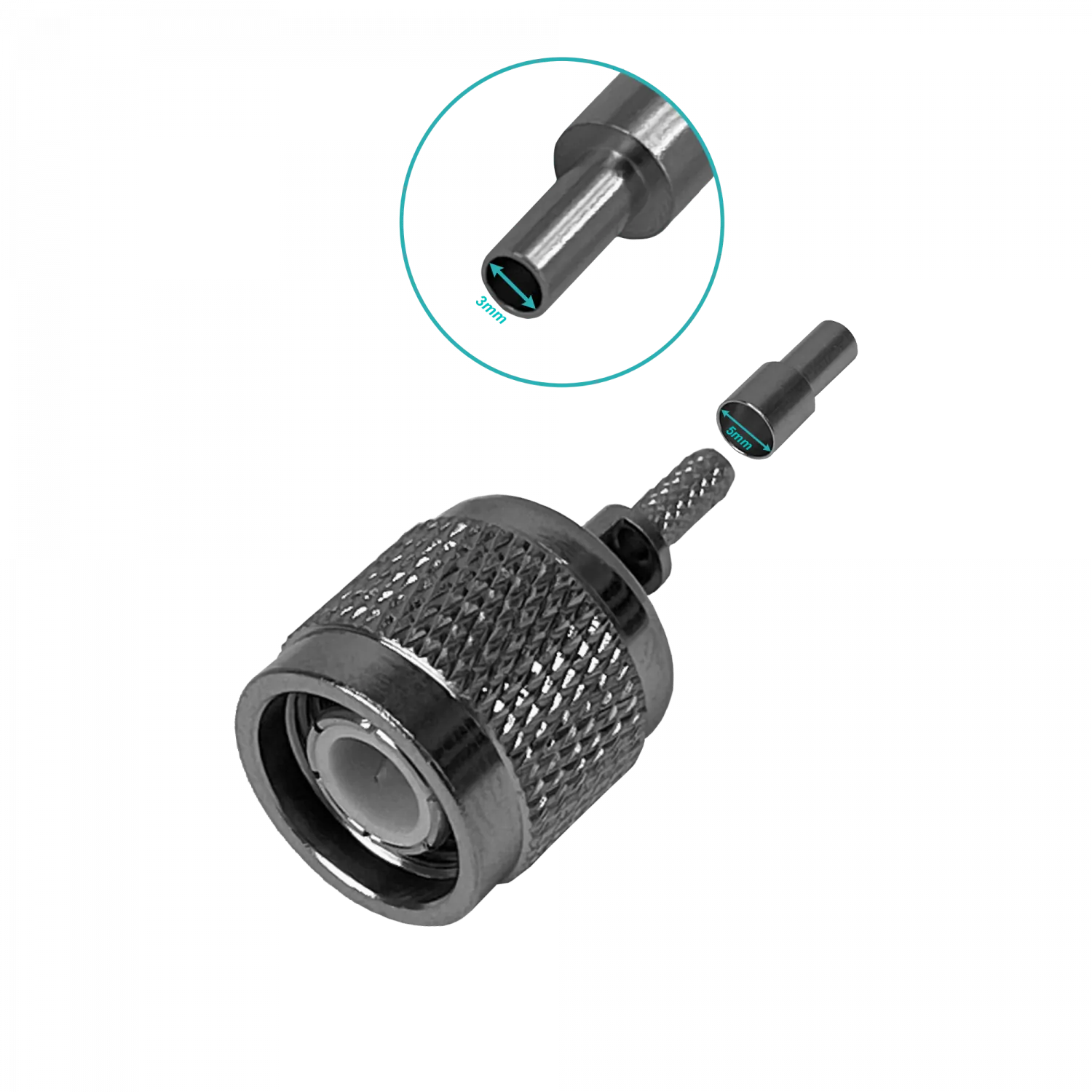 TNC-Macho RG316 Conector Coaxial Crimpeable CA100 RG174 4