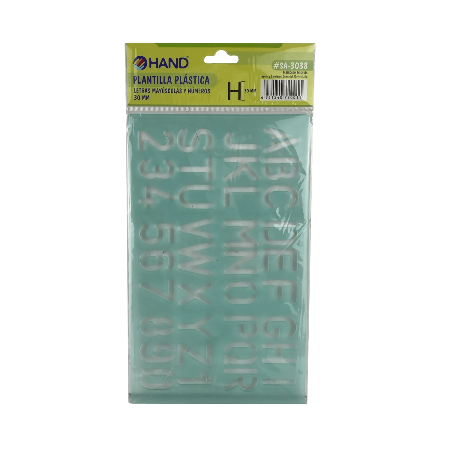 Normografo Planilla Plastica Letras y Numeros 30mm 150x240x2mm 2