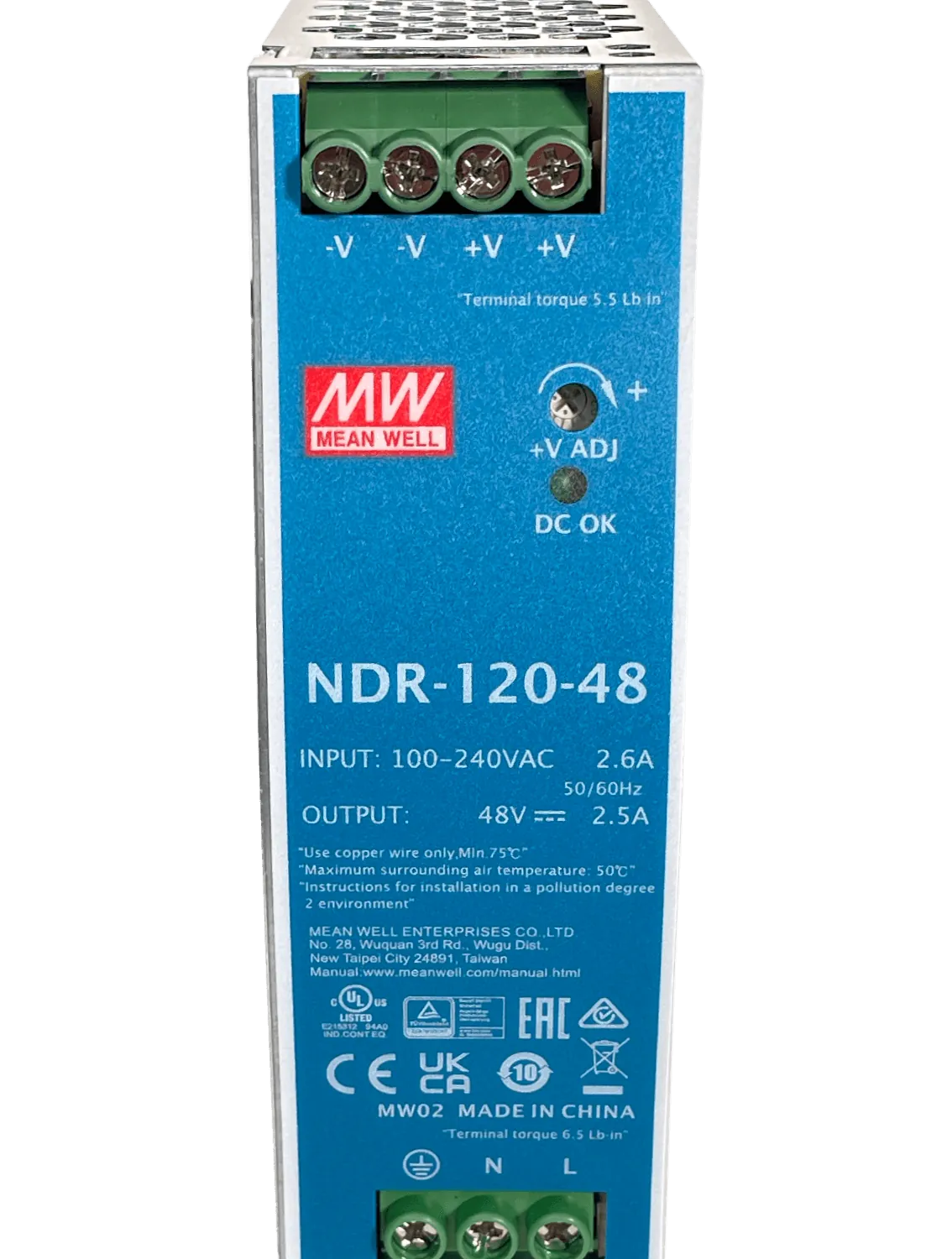 MEANWELL 48VDC 120W 2,5A ajust/48-55V Ancho-40mm Riel-DIN Fuente Poder 3