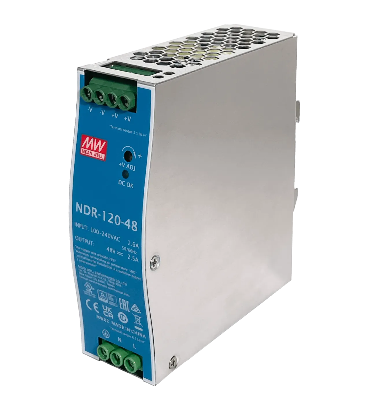 MEANWELL 48VDC 120W 2,5A ajust/48-55V Ancho-40mm Riel-DIN Fuente Poder 5