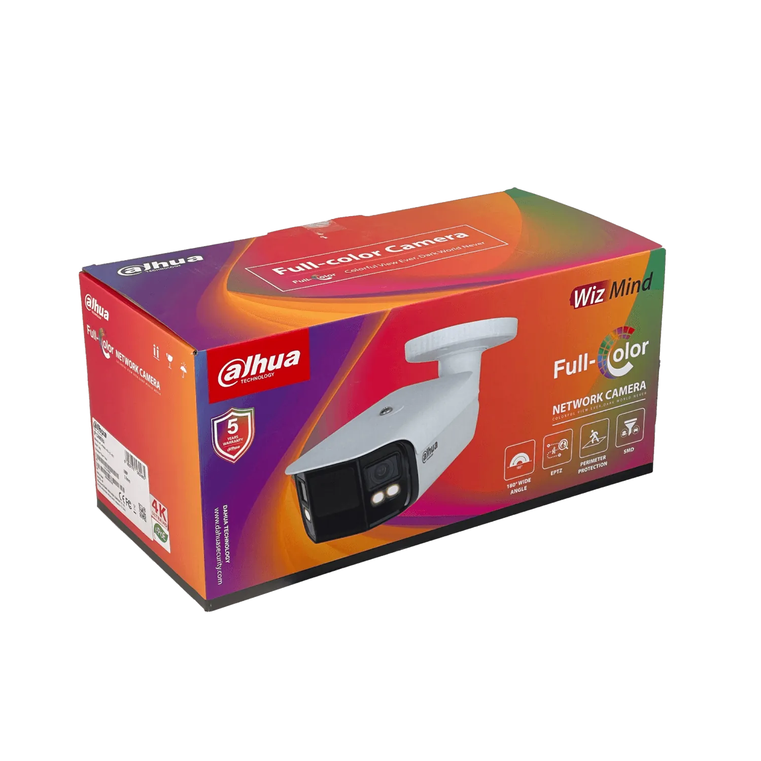 DAHUA Bala 8MP 3,6mm doble lente 180° Full Color IP67 MicSD RCA IR40mt 4