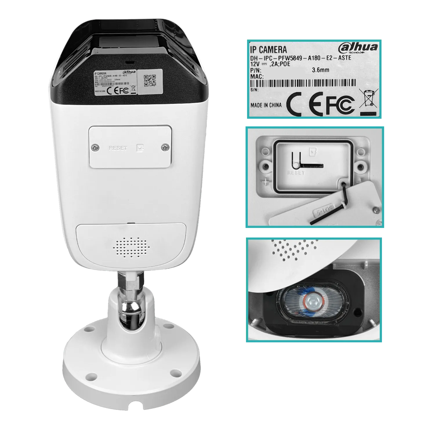 DAHUA Bala 8MP 3,6mm doble lente 180° Full Color IP67 MicSD RCA IR40mt 2