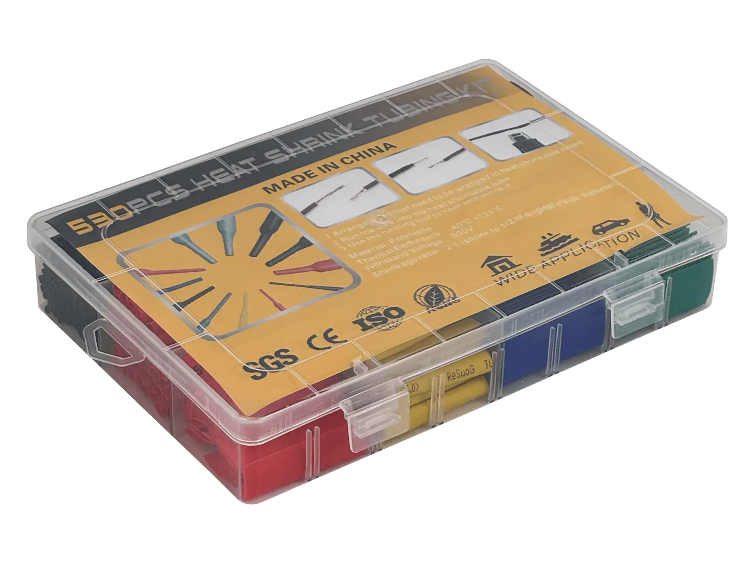 Kit de Tubos Termoretractil 530-Piezas 1,5/2/3/4/5/6/8/10mm 2