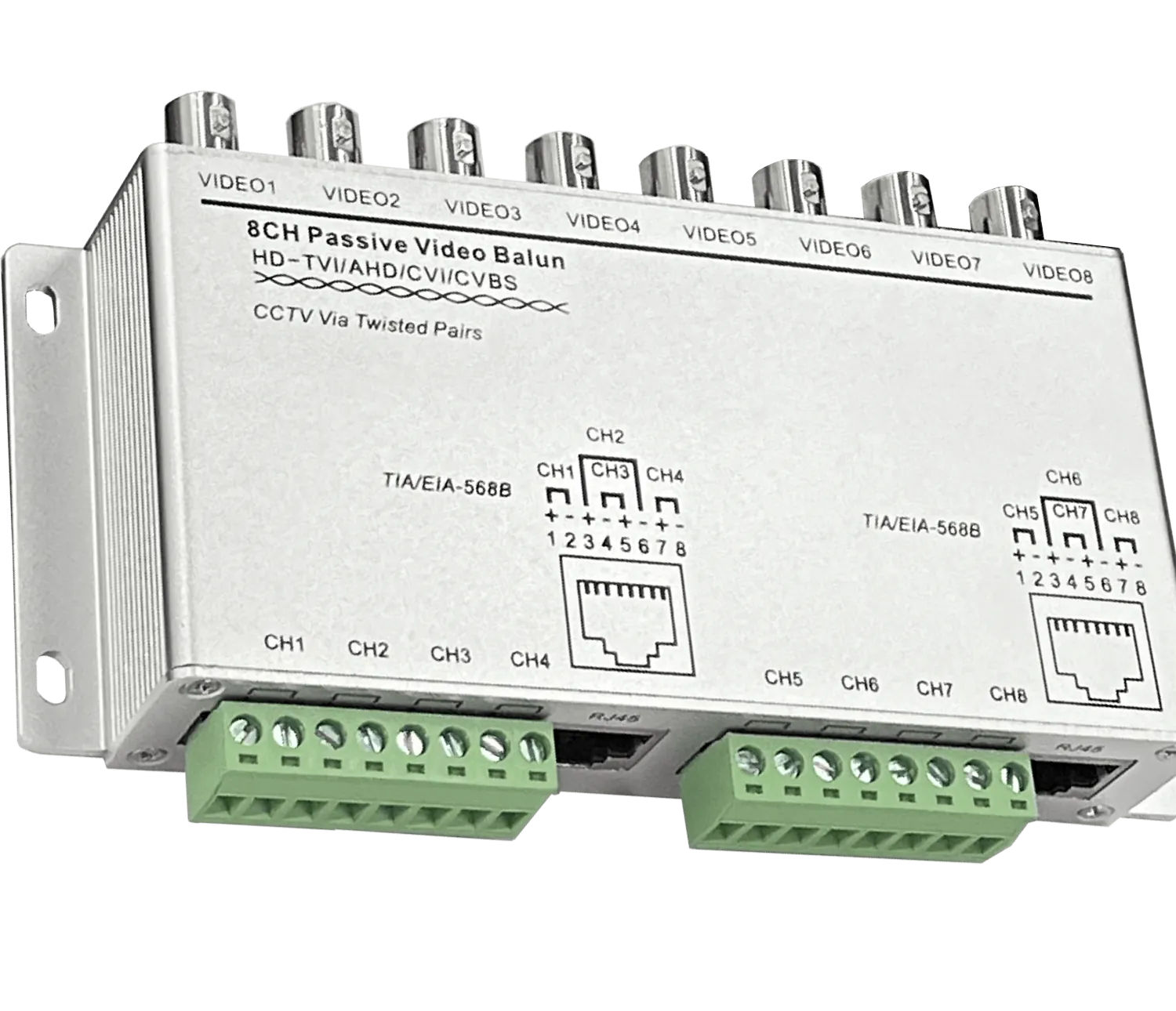 Transceptor Pasivo 8 Canales 2-RJ45 8-BNC CVI TVI AHD 2