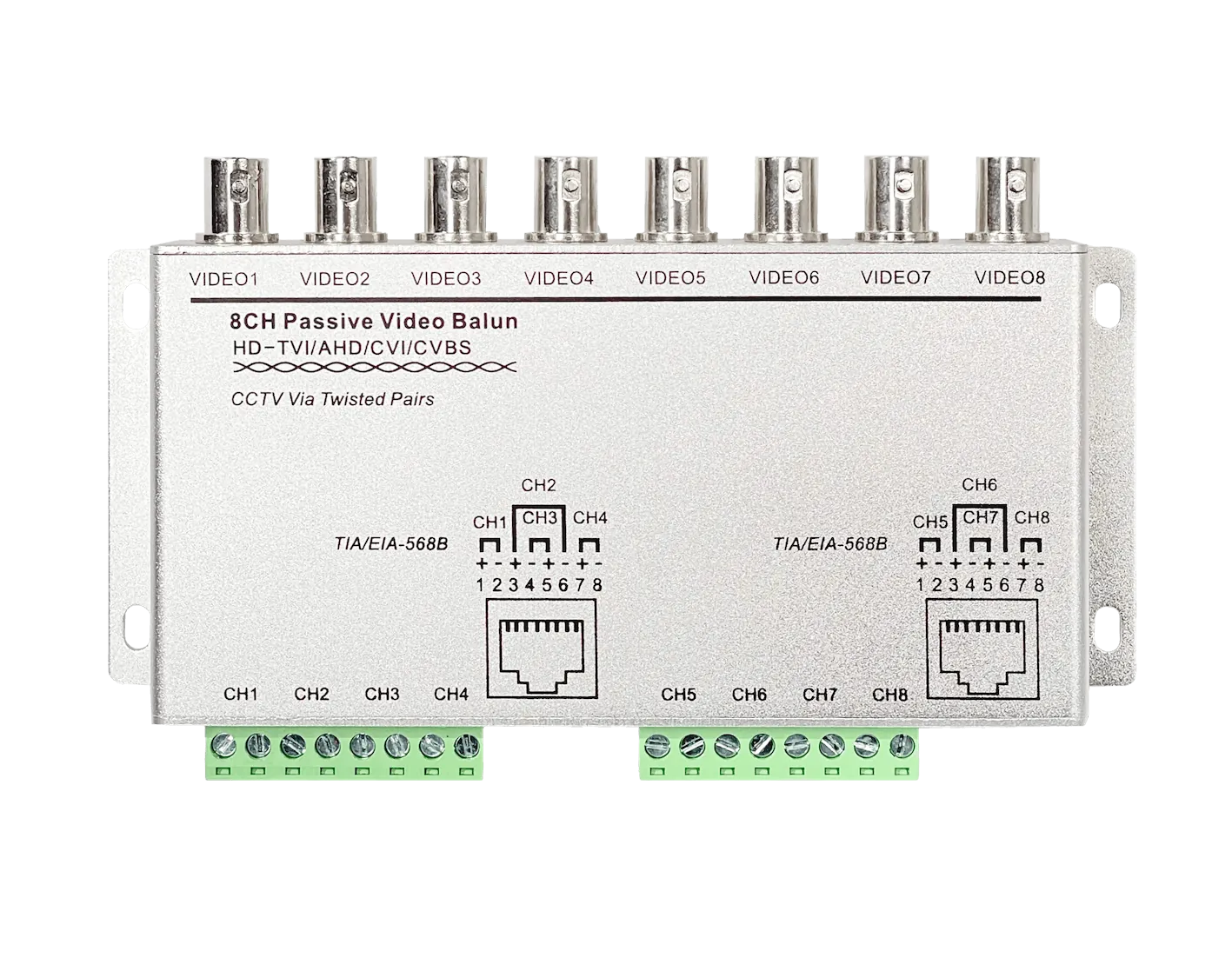 Transceptor Pasivo 8 Canales 2-RJ45 8-BNC CVI TVI AHD 5