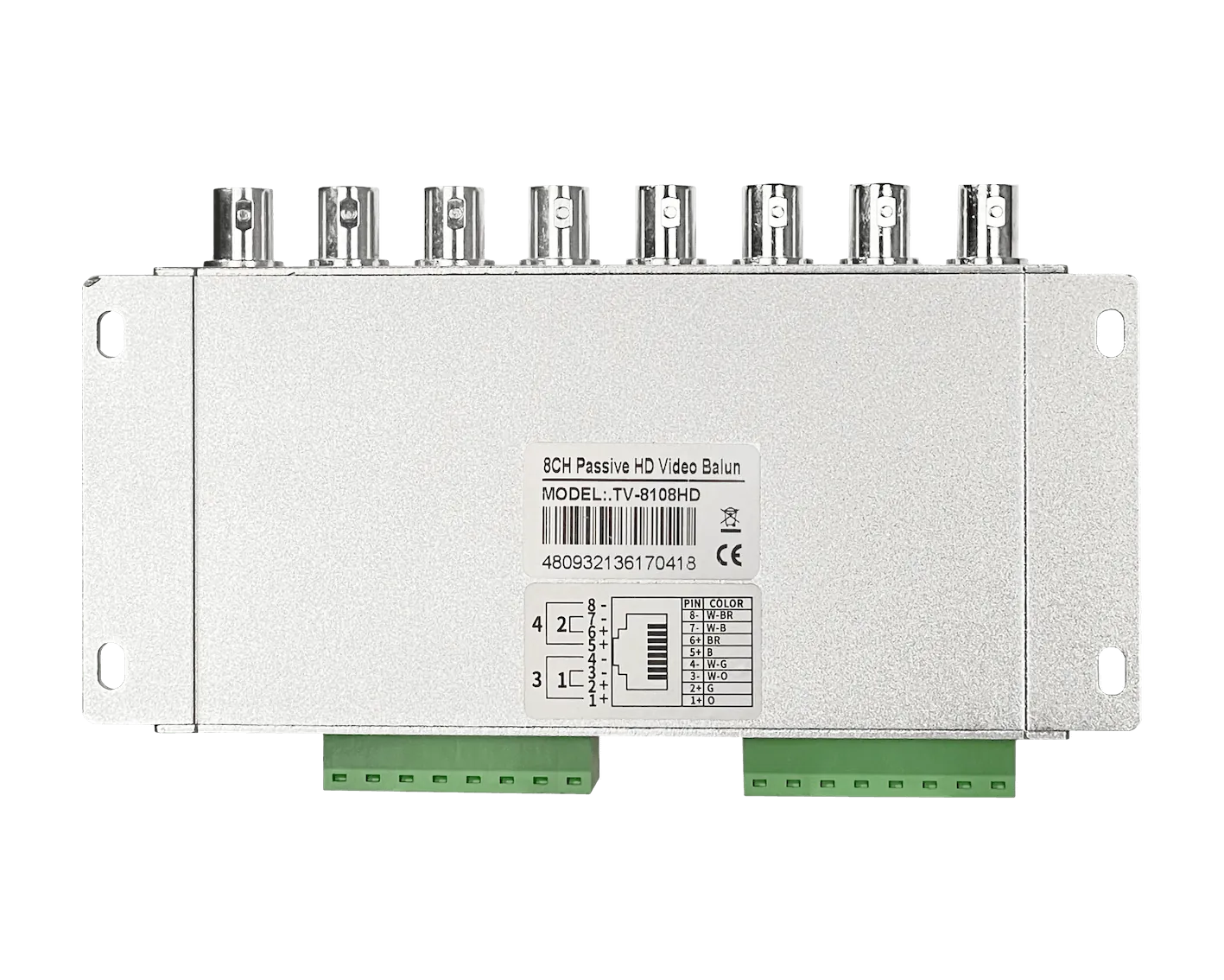 Transceptor Pasivo 8 Canales 2-RJ45 8-BNC CVI TVI AHD 6