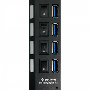 HUB USB 3.0 4 Puertos HUB4-30 con Interruptores Independientes y Cable Incluido