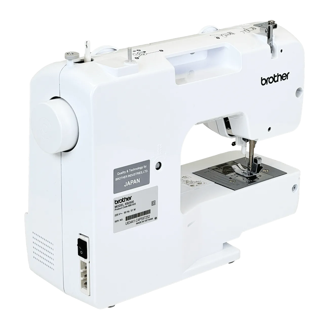 Máquina de Coser Brother XB2500, 25 Puntadas, Ojal en 4 Pasos, Enhebrador Automático 4