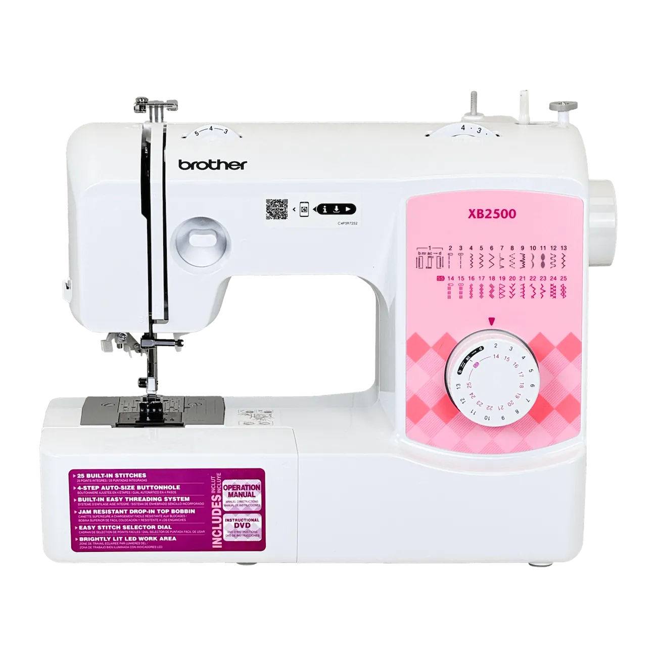 Máquina de Coser Brother XB2500, 25 Puntadas, Ojal en 4 Pasos, Enhebrador Automático 3