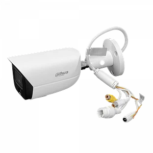 Cámara Bala Dahua 4MP Full Color 2.6mm RCA PoE 30m IP67 MicroSD WizSense SMD HFW3449E