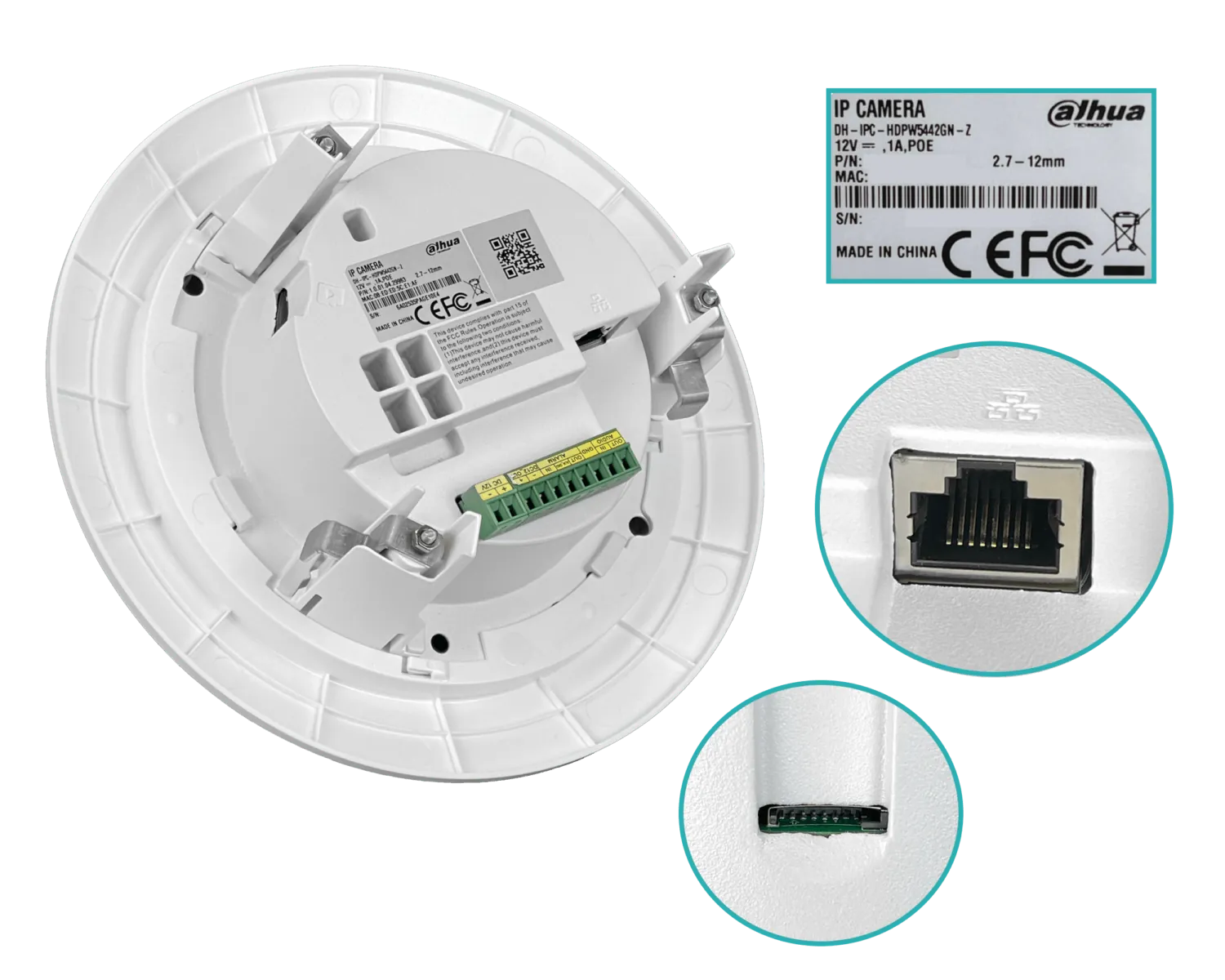 Cámara Domo Dahua 4MP Motorizada 2.8-12mm PoE IR40m IP67 MicroSD Pro IA HDPW5442 5