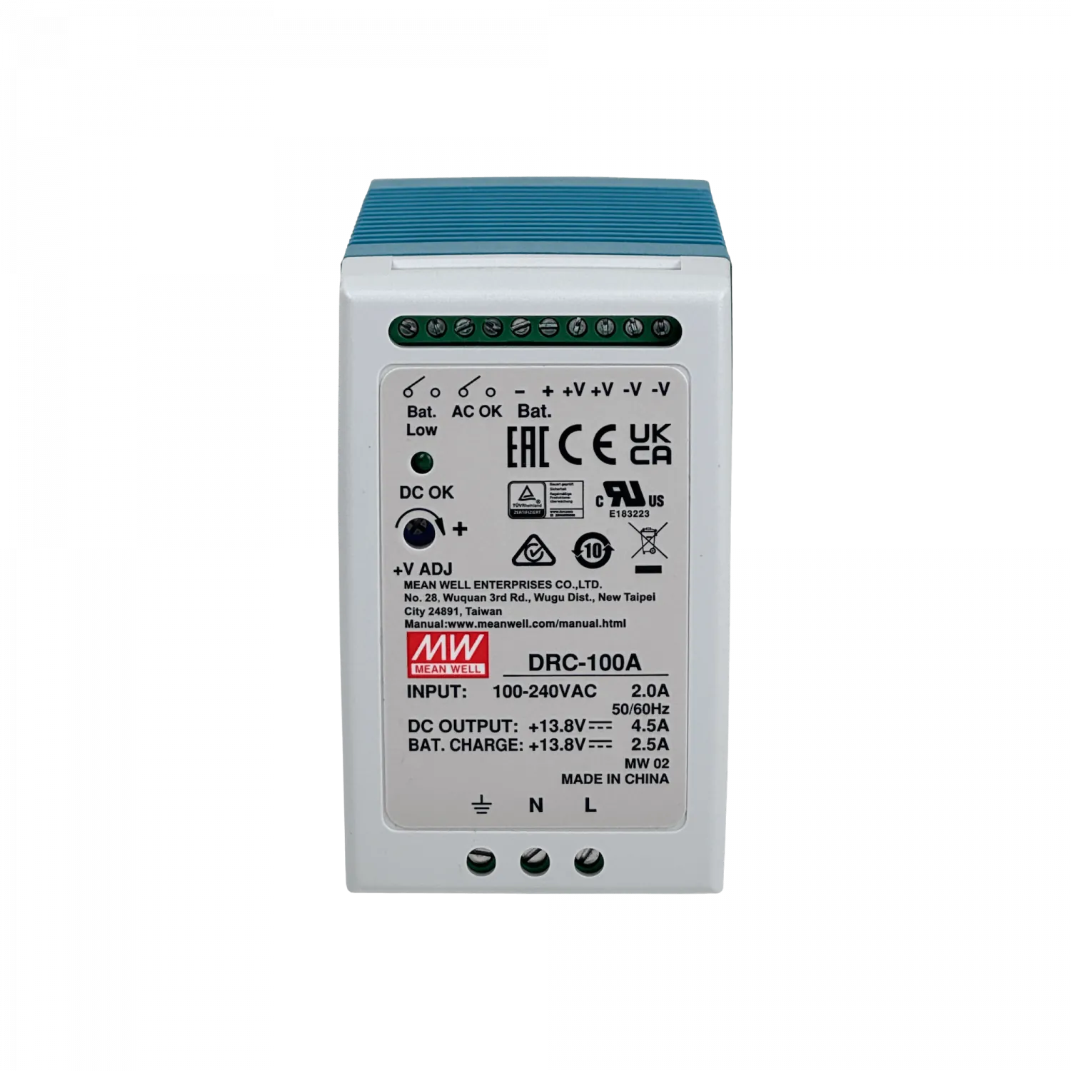 MEANWELL 13,8VDC 100W 4,5A ajus/27,6V Ancho-55mm Riel-DIN Fuente Poder 4