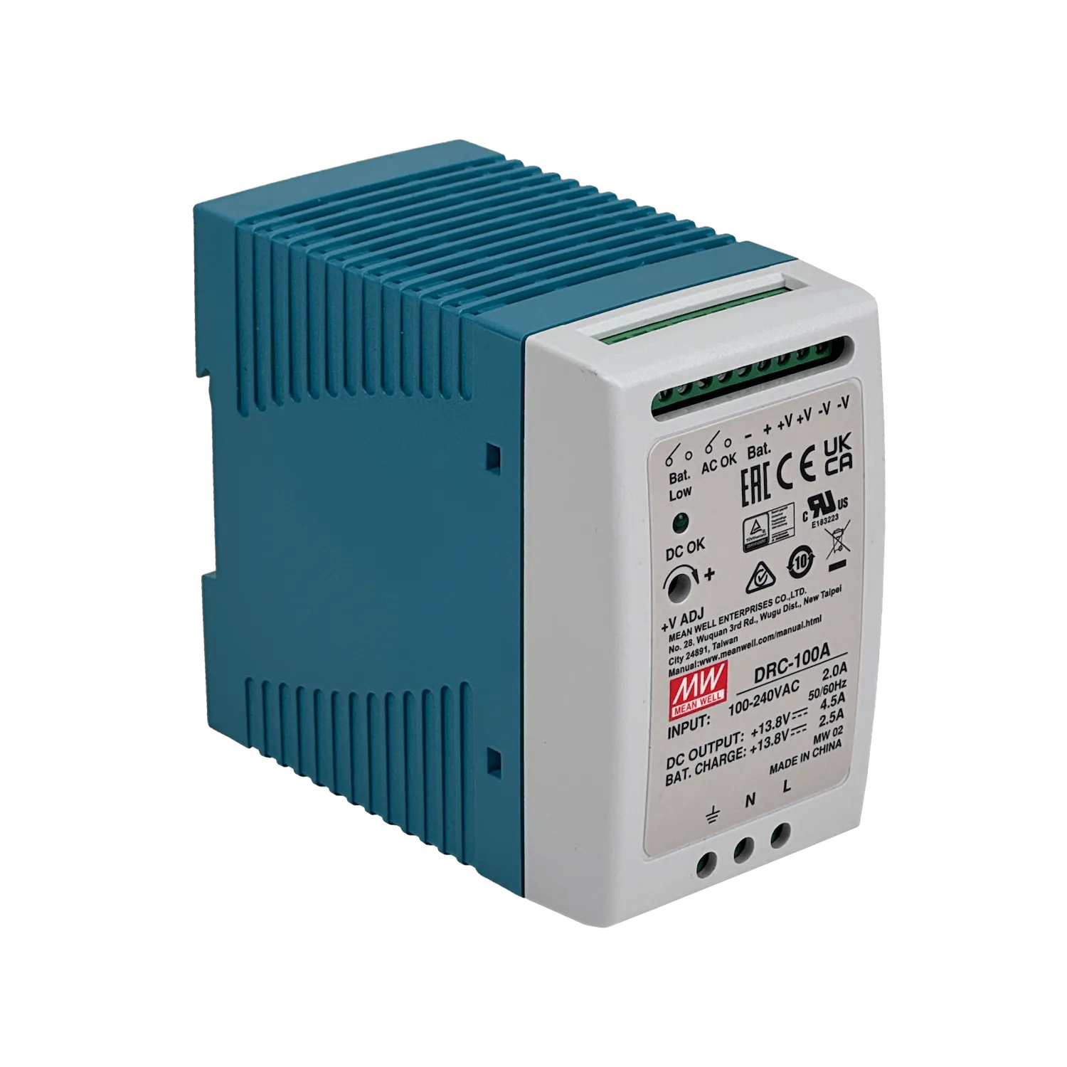 MEANWELL 13,8VDC 100W 4,5A ajus/27,6V Ancho-55mm Riel-DIN Fuente Poder 3
