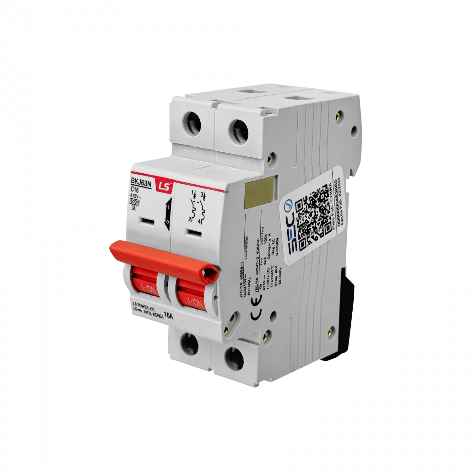 LS 2x16A 6kA 230/400V Interruptor Automatico Bipolar 2x16A Curva C16 3
