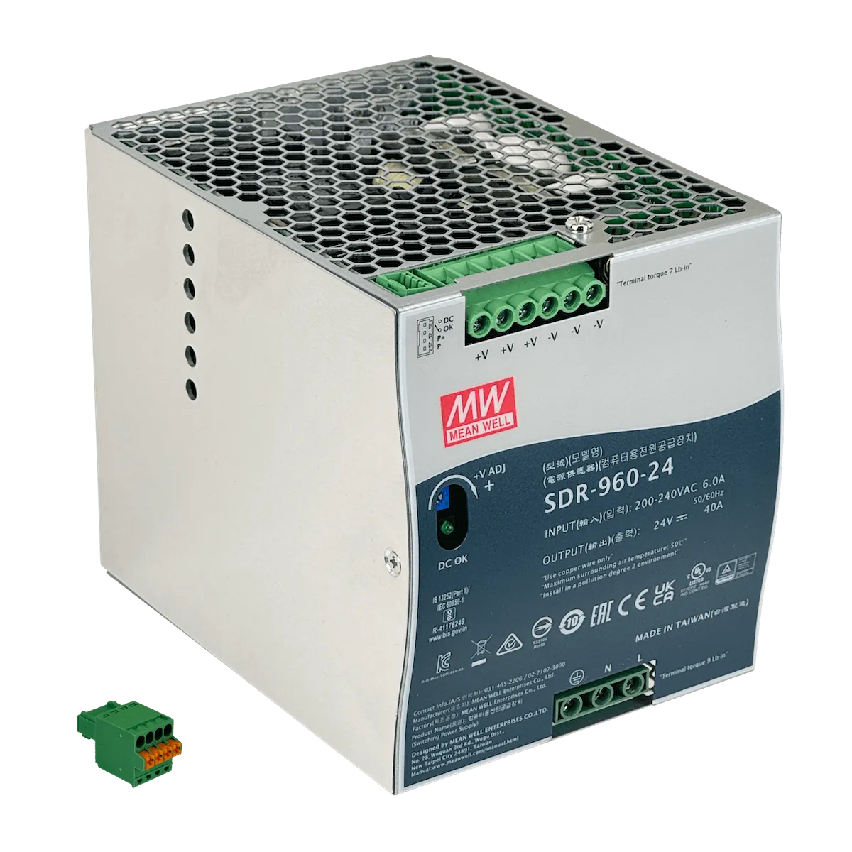 MEANWELL 24VDC 960W 40A Ajustable Ancho-110mm Riel-DIN Fuente-Poder 6