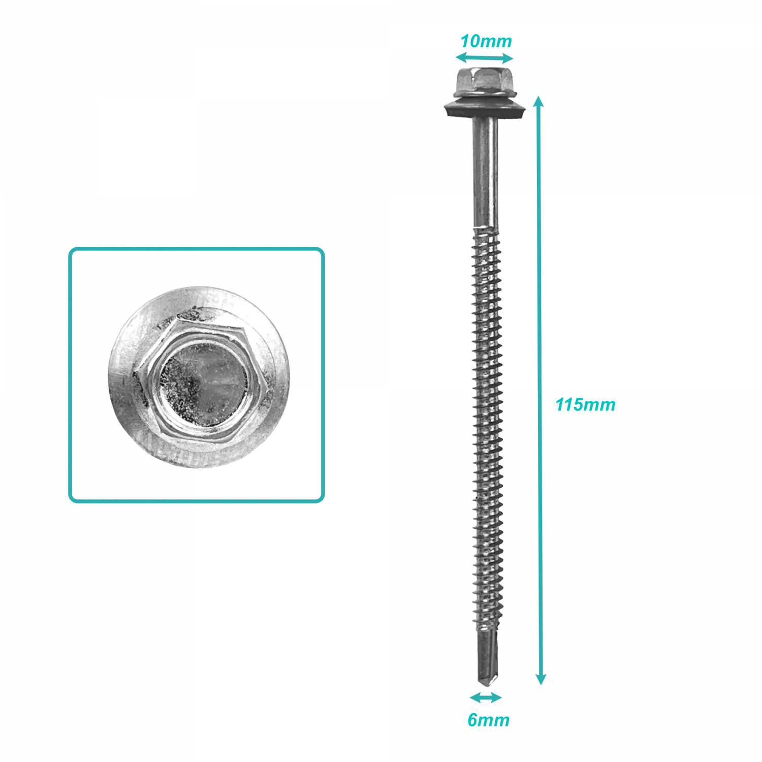 Hexagonal-10mm 100u 14x4 1/2 Largo-115mm Torn Autoperforante 641544001 3