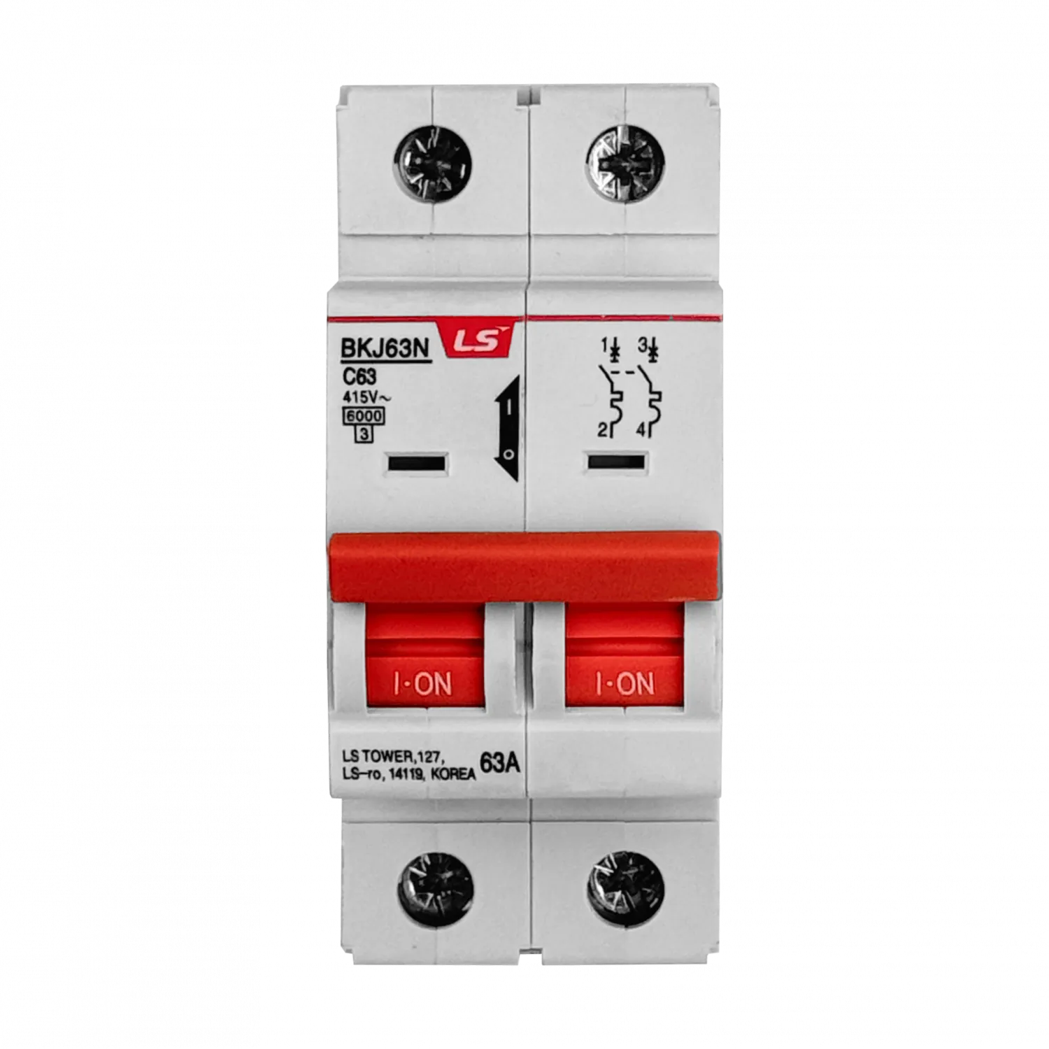 LS 2x63A 6kA 230/400V Interruptor Automatico Bipolar 2x63A Curva C63 3
