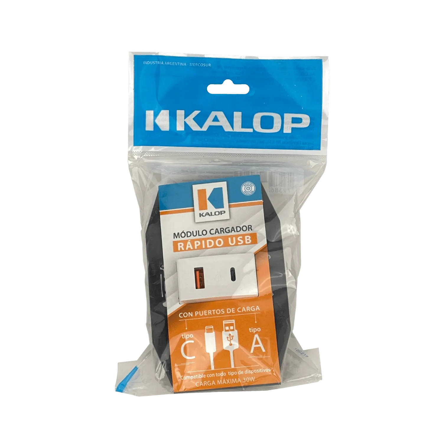 KALOP Type-C 1xUSB-C 1xUSB-A Total 3A 10W 100-240VAC Bastidor KS40493 2