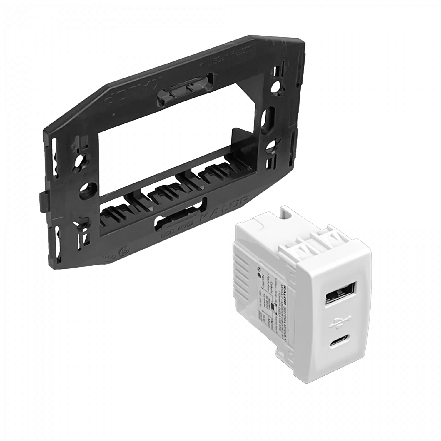 KALOP Type-C 1xUSB-C 1xUSB-A Total 3A 10W 100-240VAC Bastidor KS40493 6