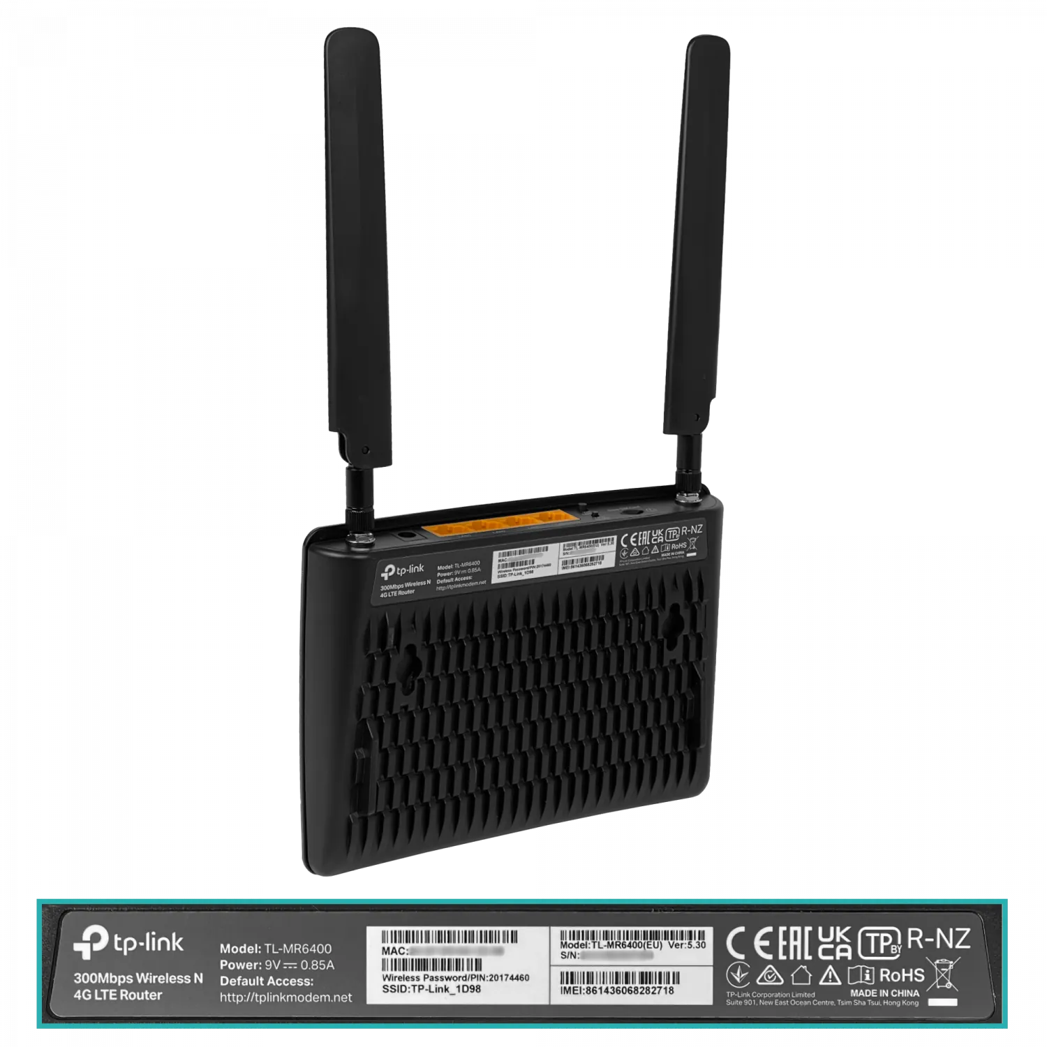 Router TP-Link TL-MR6400 4G LTE Wi-Fi N 300Mbps - SIM, 4 Puertos LAN, Antenas Externas 5
