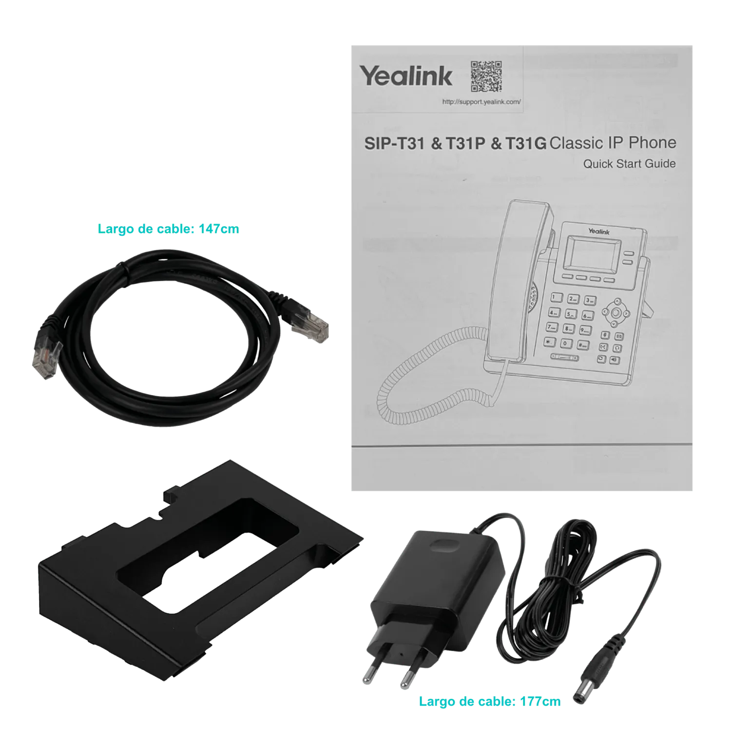 Teléfono IP Yealink SIP-T31G – 2 líneas, pantalla LCD y PoE 3