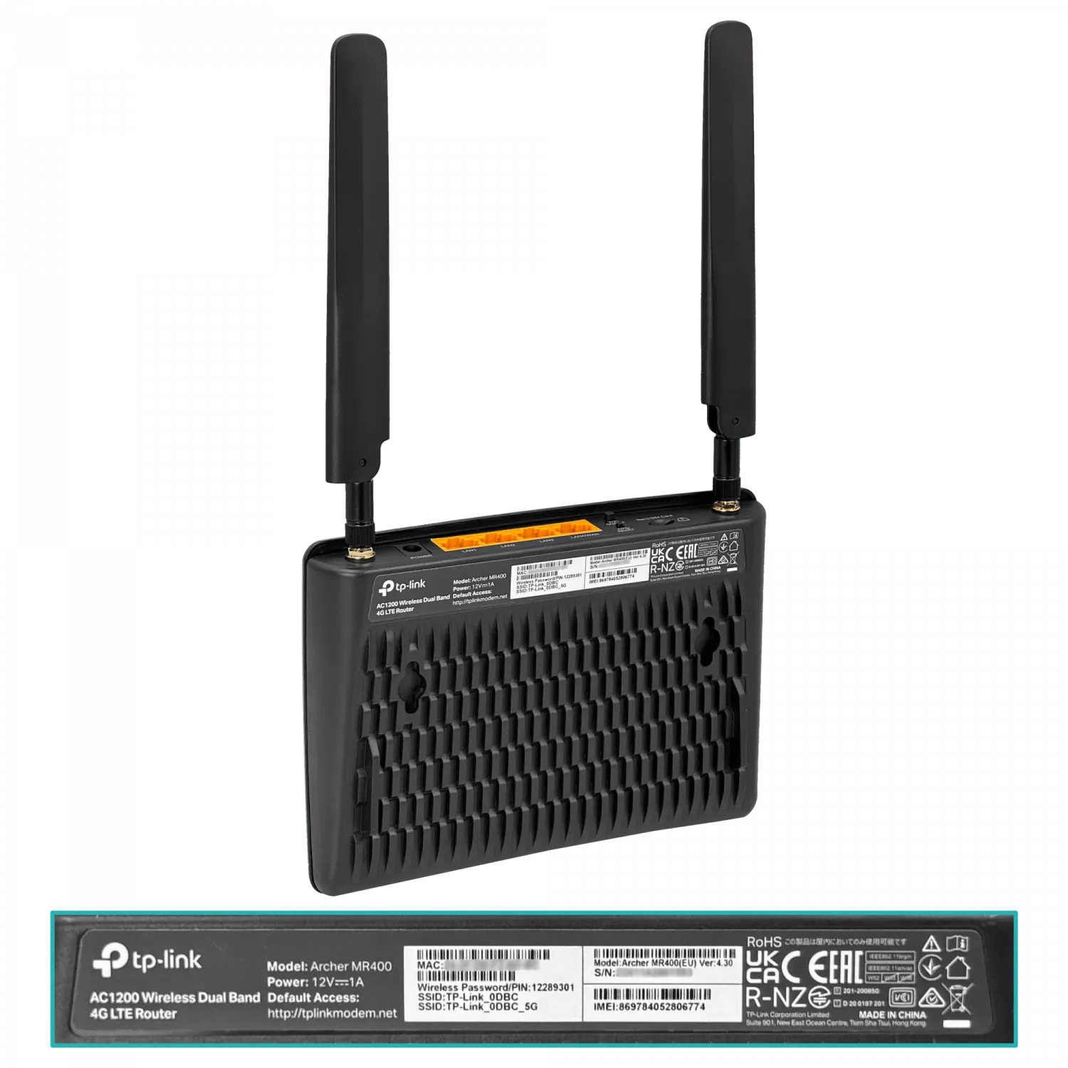 Router Inalámbrico TP-Link Archer MR400 AC1200 4G LTE de Doble Banda 3