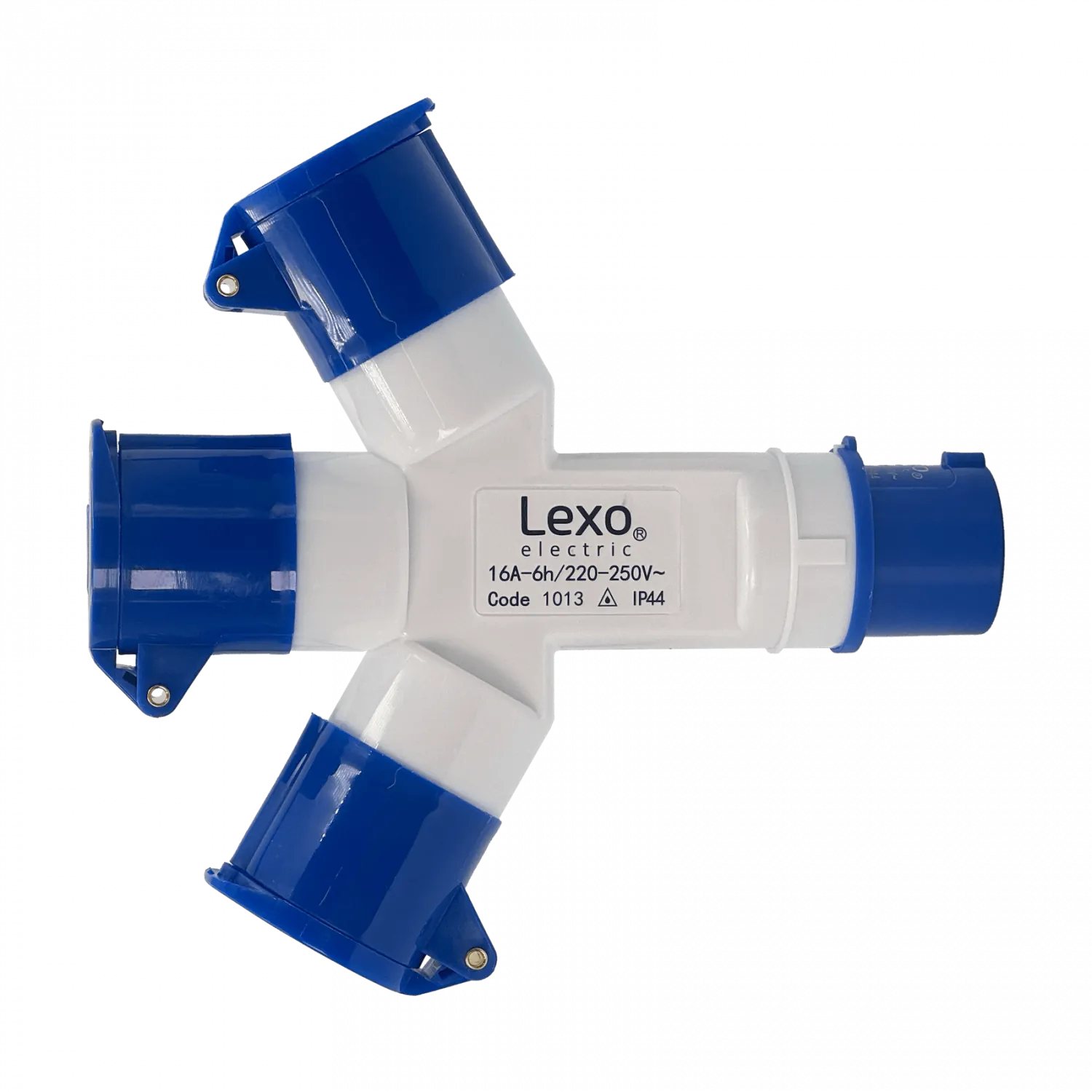 LEXO Triple Enchufe Industrial 1-Macho 3-Hembra 2P+T 16A IP44 250V 2