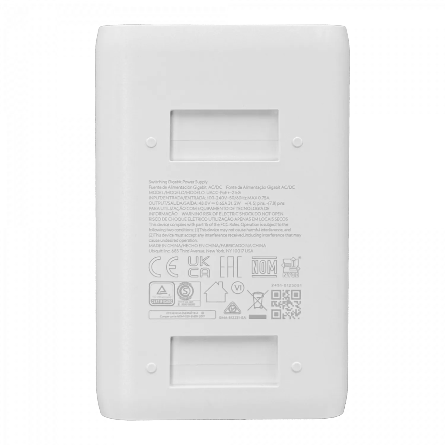 Inyector PoE+ Ubiquiti 2.5Gbps 48VDC 30W 802.3at UACC-PoE+-2.5G 6