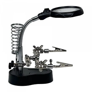 Tercera Mano Porta Soporte Cautin Lupa/3,5X /12X 2-Led Req 3 Pila AAA
