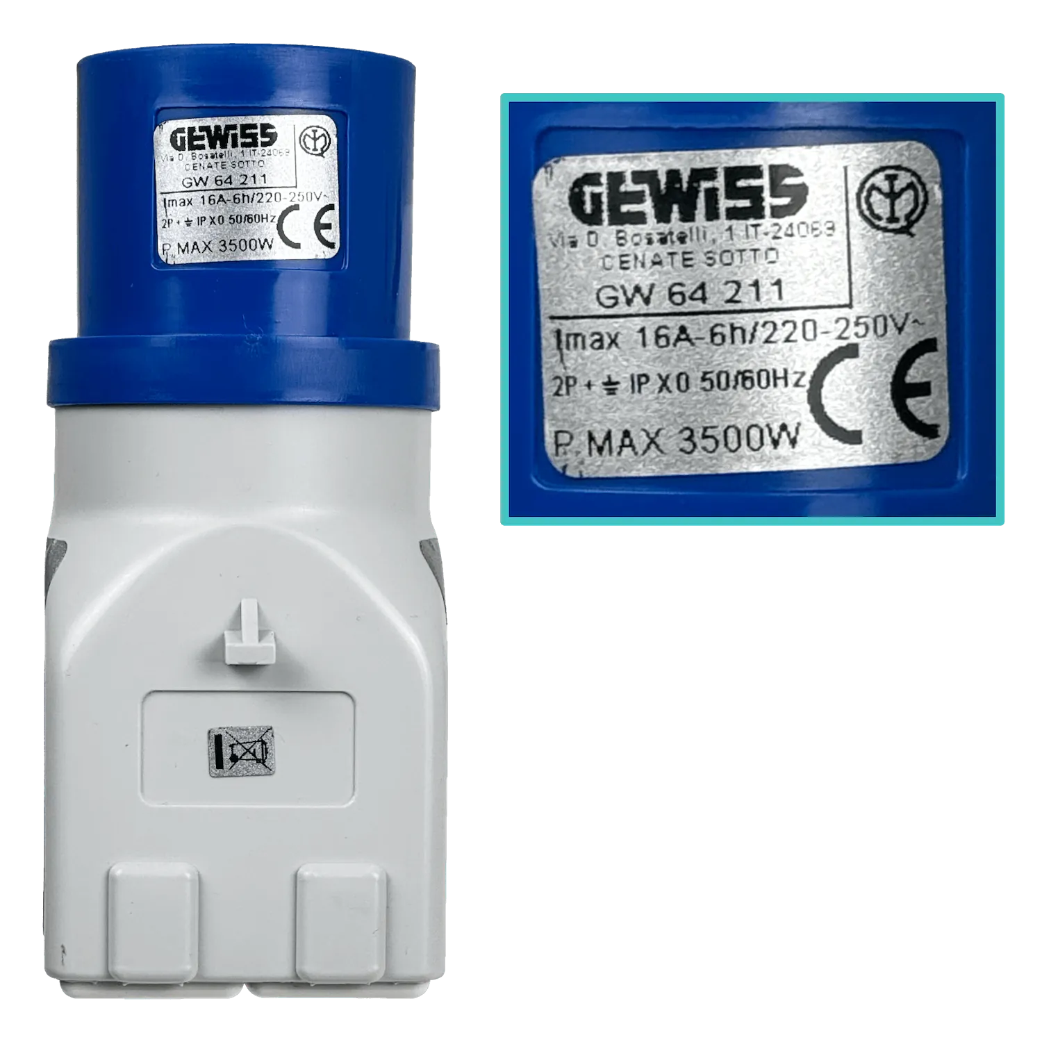 GEWISS industrial 1-Macho 16A 2-Enchufe-H 10A/16A 2P+T IP44 250V 3